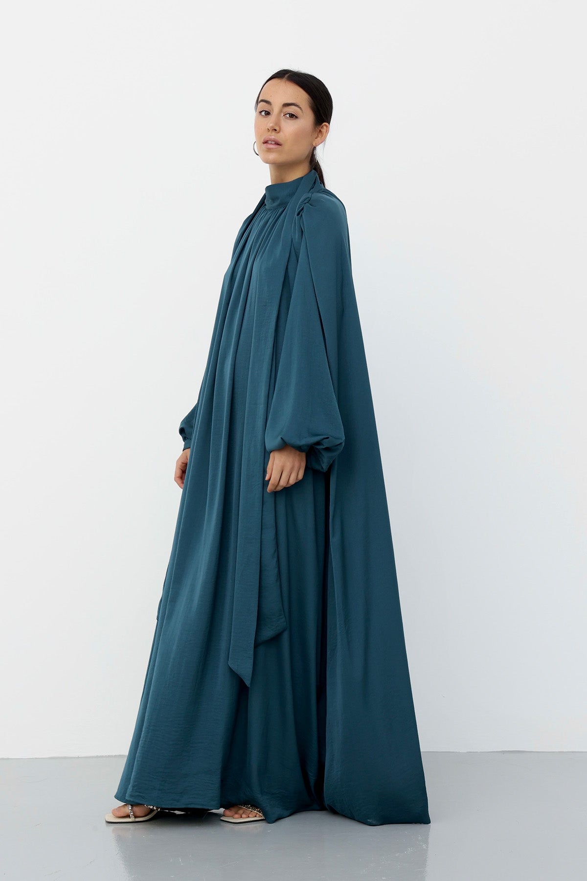 Scarf Maxi Dress in Ocean color