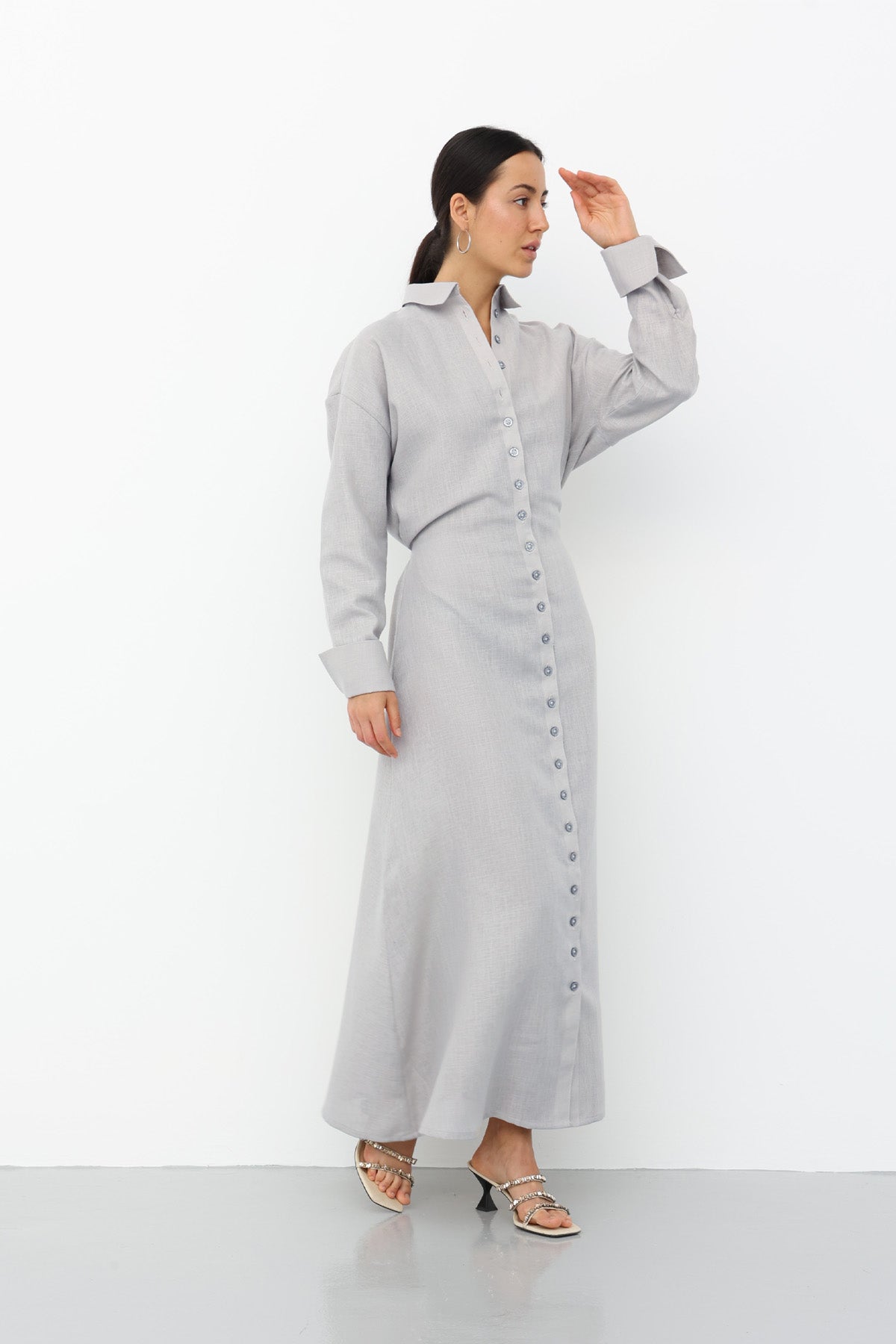 Linen Dress gray color