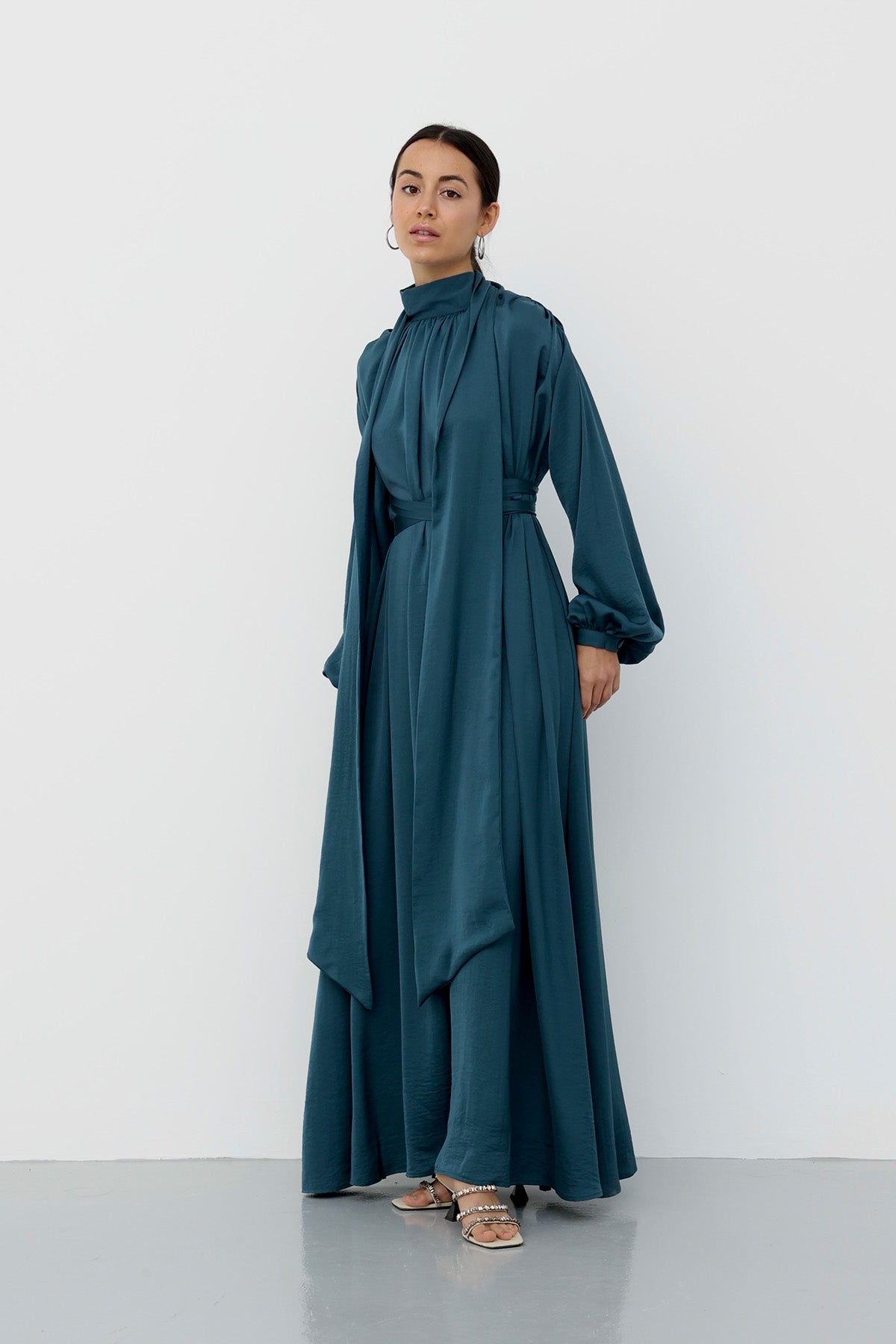 Scarf Maxi Dress in Ocean color