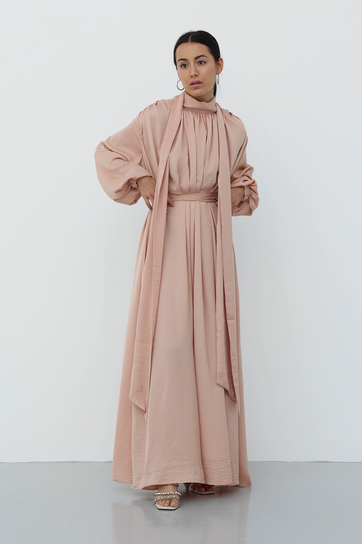 Scarf Maxi Dress in Melon Color