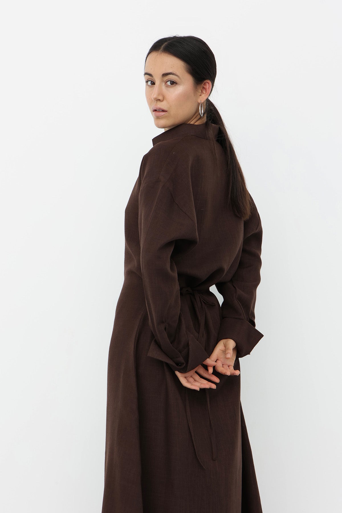 Linen Dress Brown Color