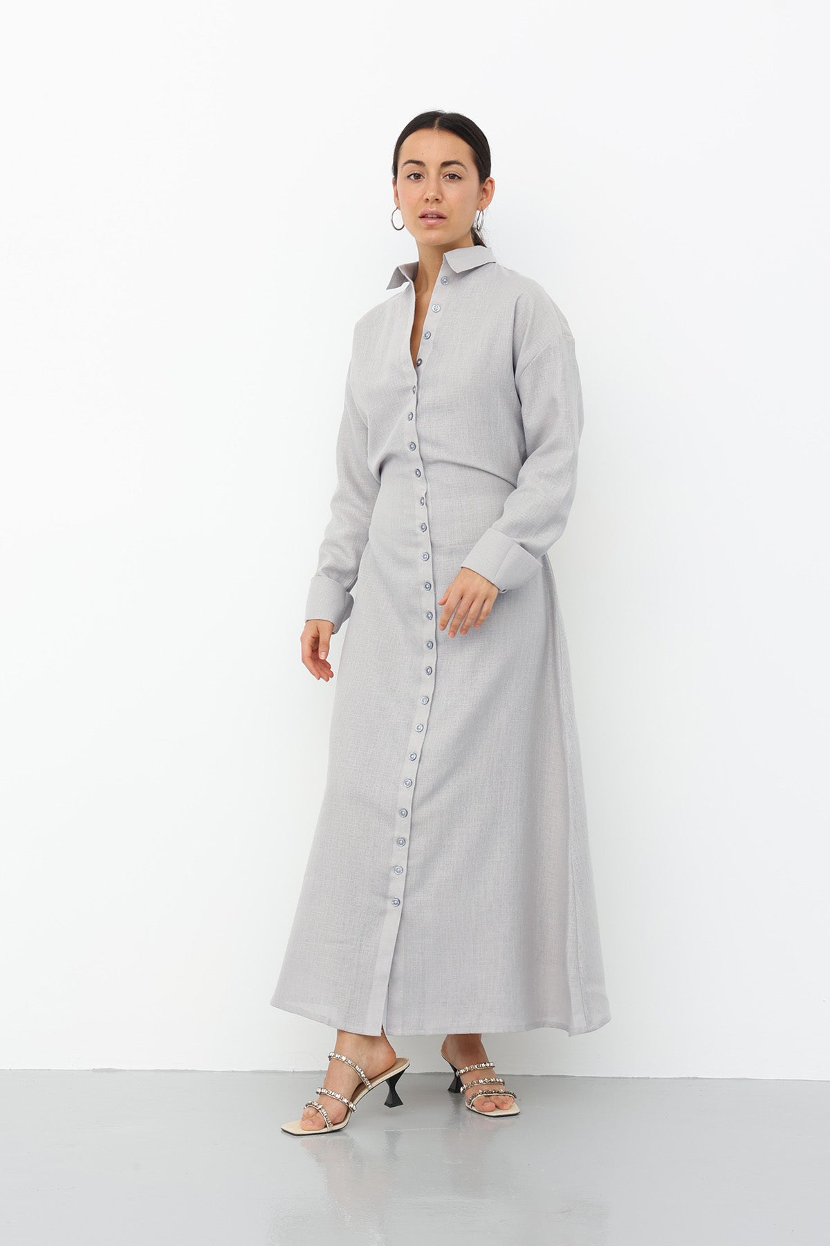 Linen Dress gray color
