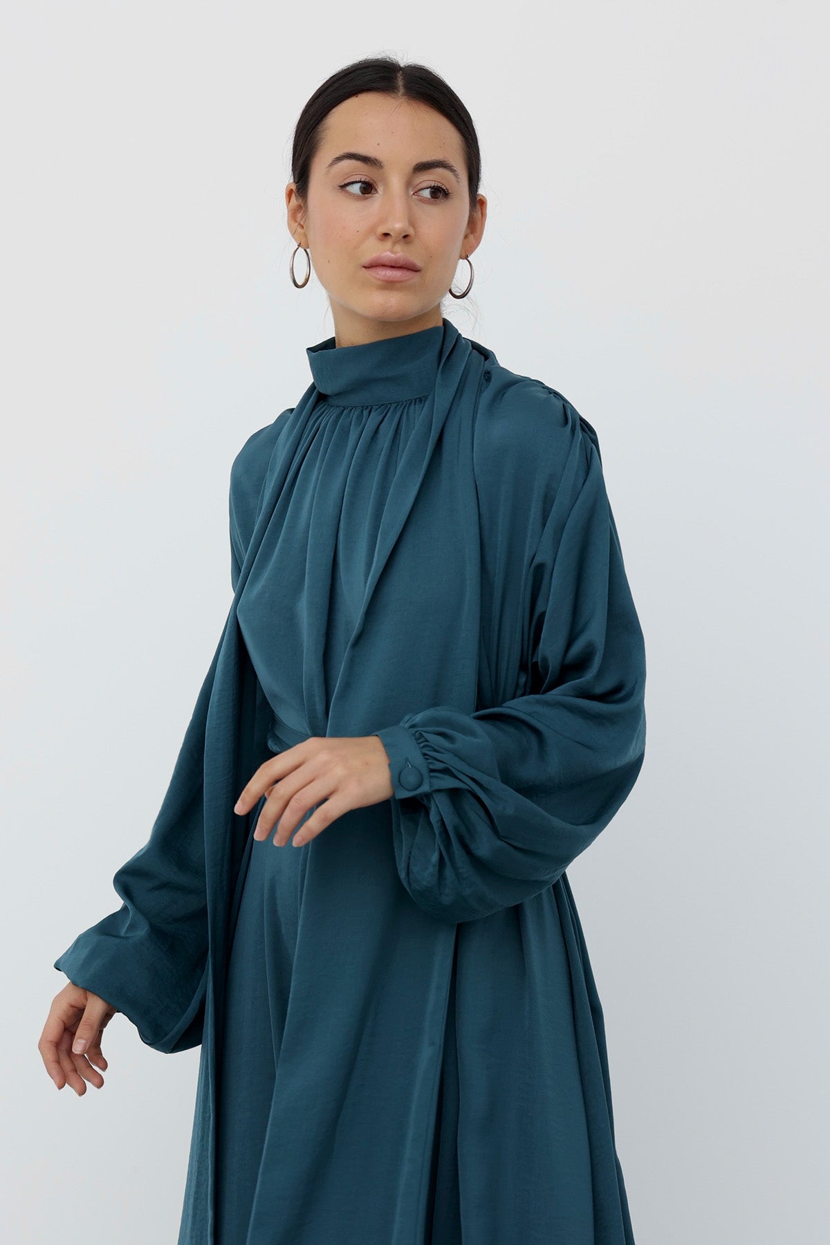 Scarf Maxi Dress in Ocean color