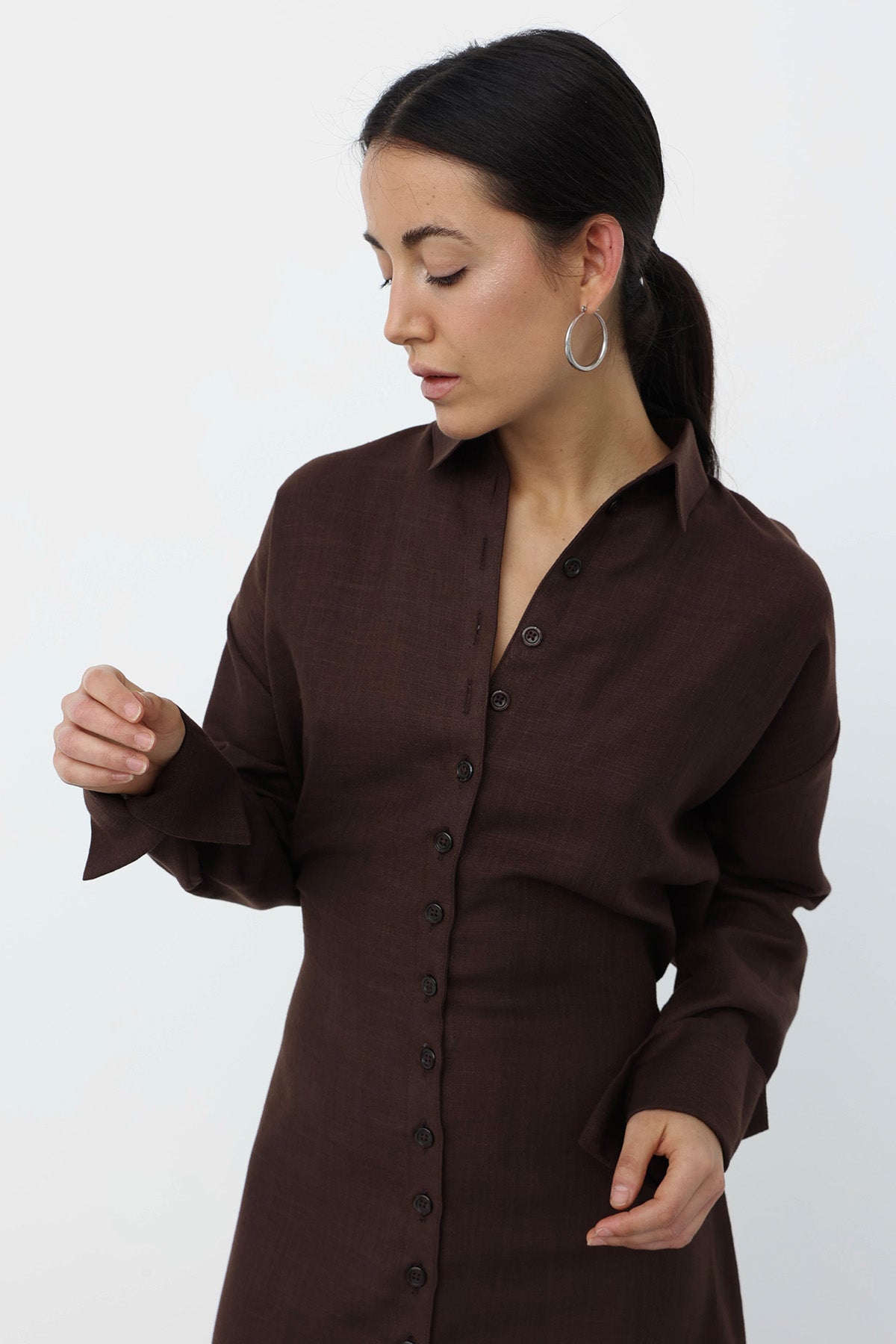 Linen Dress Brown Color