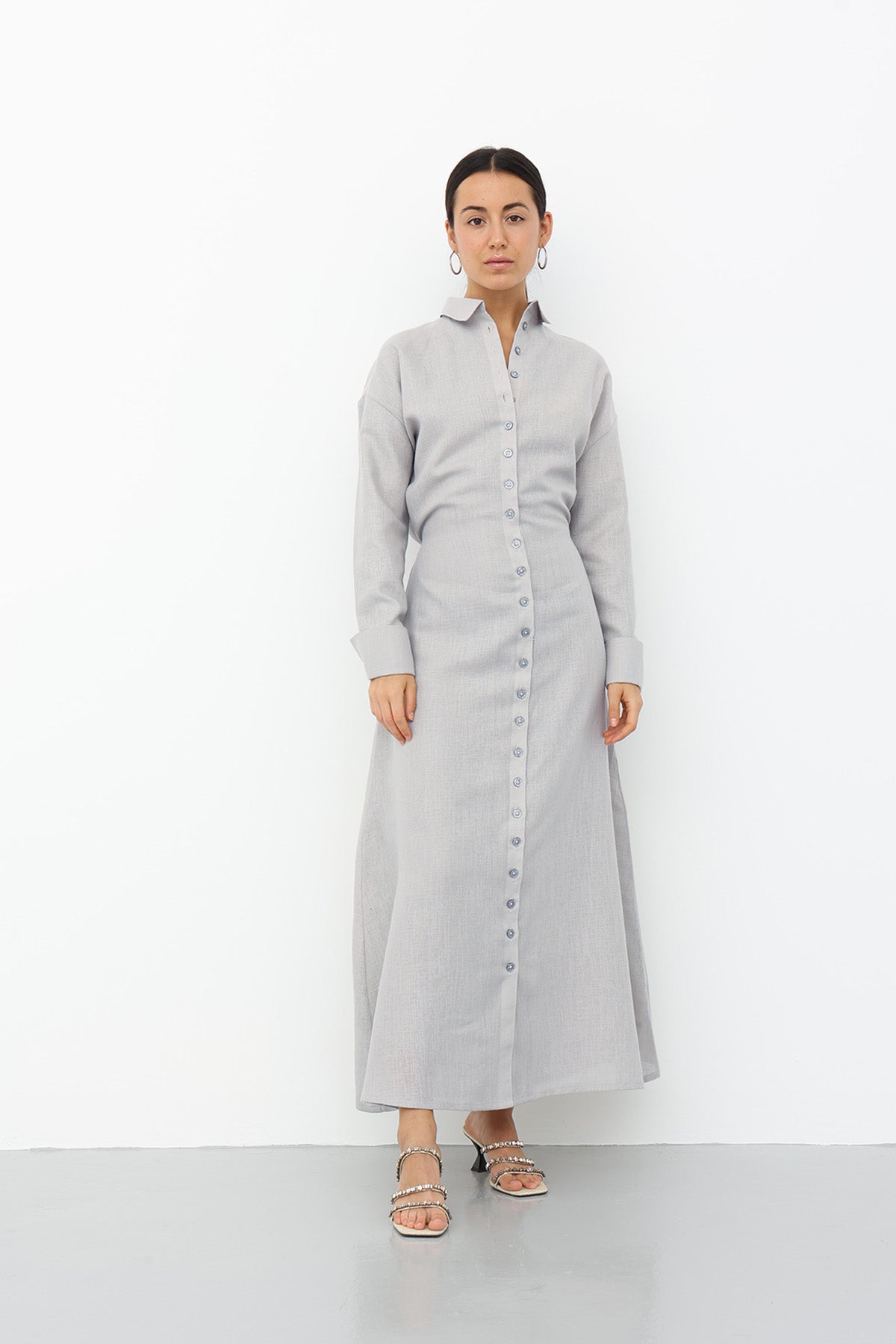Linen Dress gray color