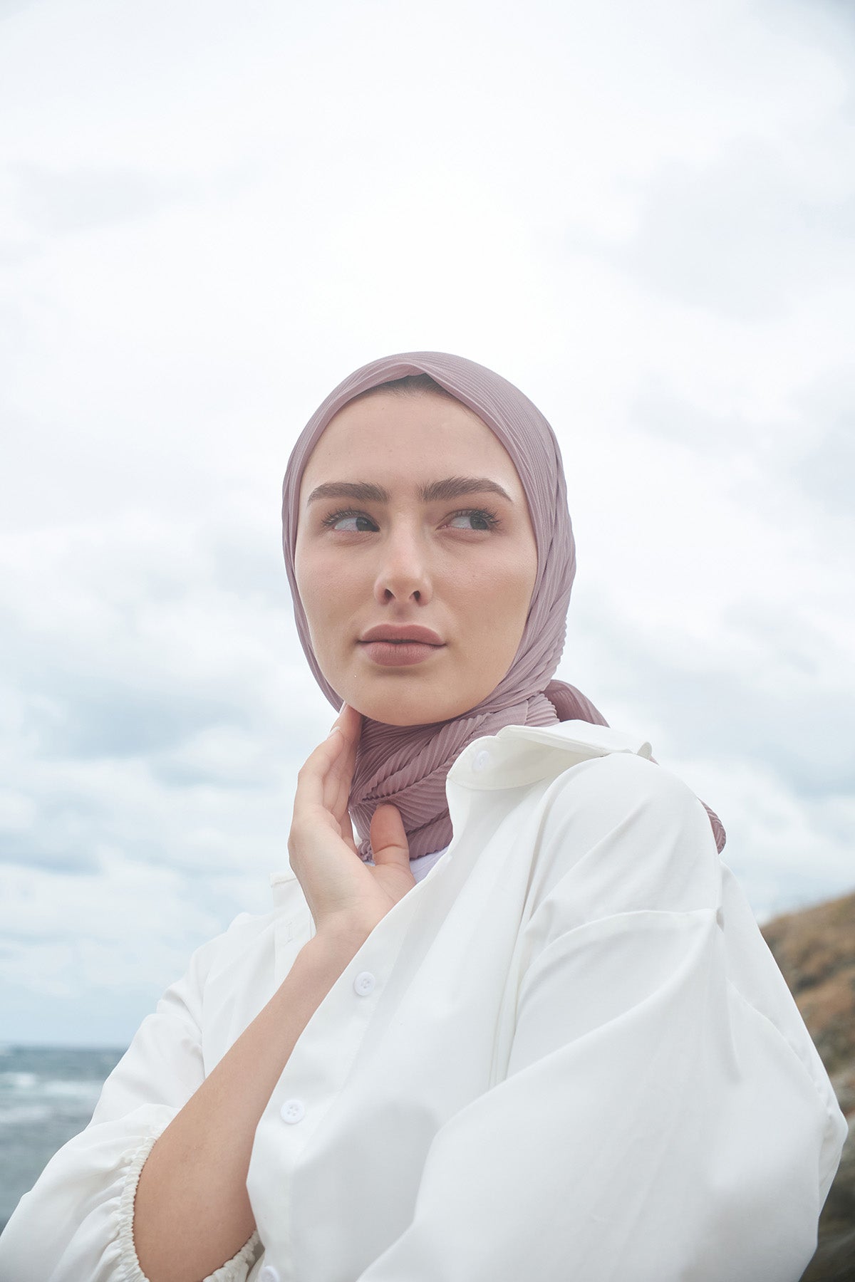 Pleated Chiffon Scarf in Lily color