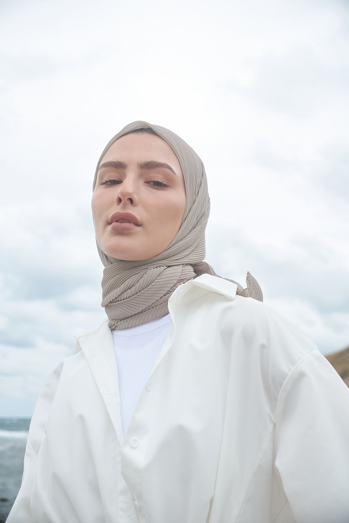 Pleated Chiffon in Iron color