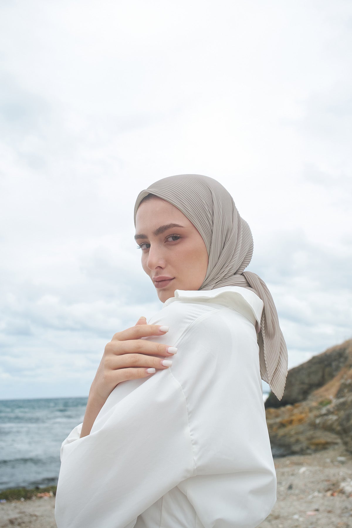 Pleated Chiffon in Iron color