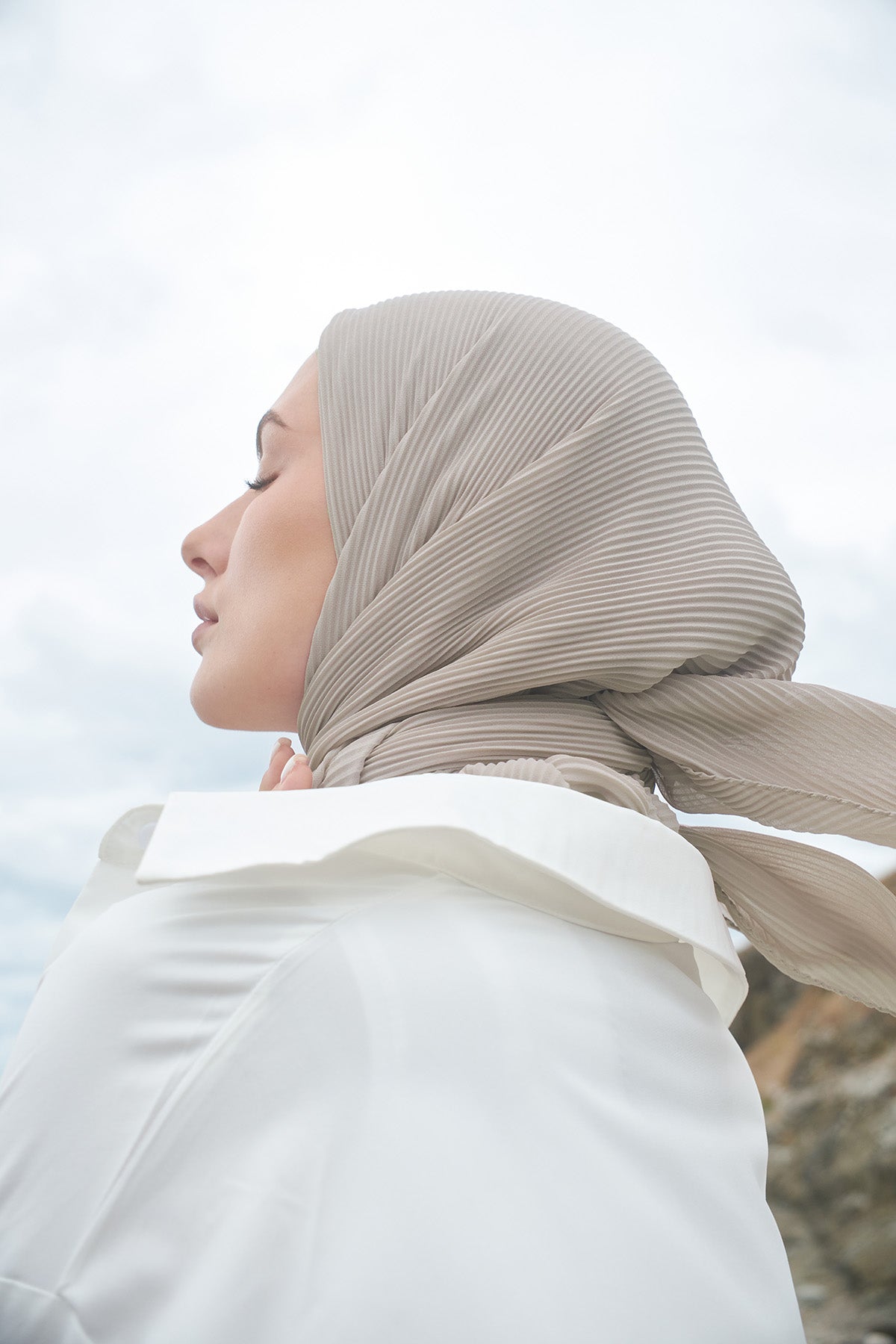 Pleated Chiffon in Iron color