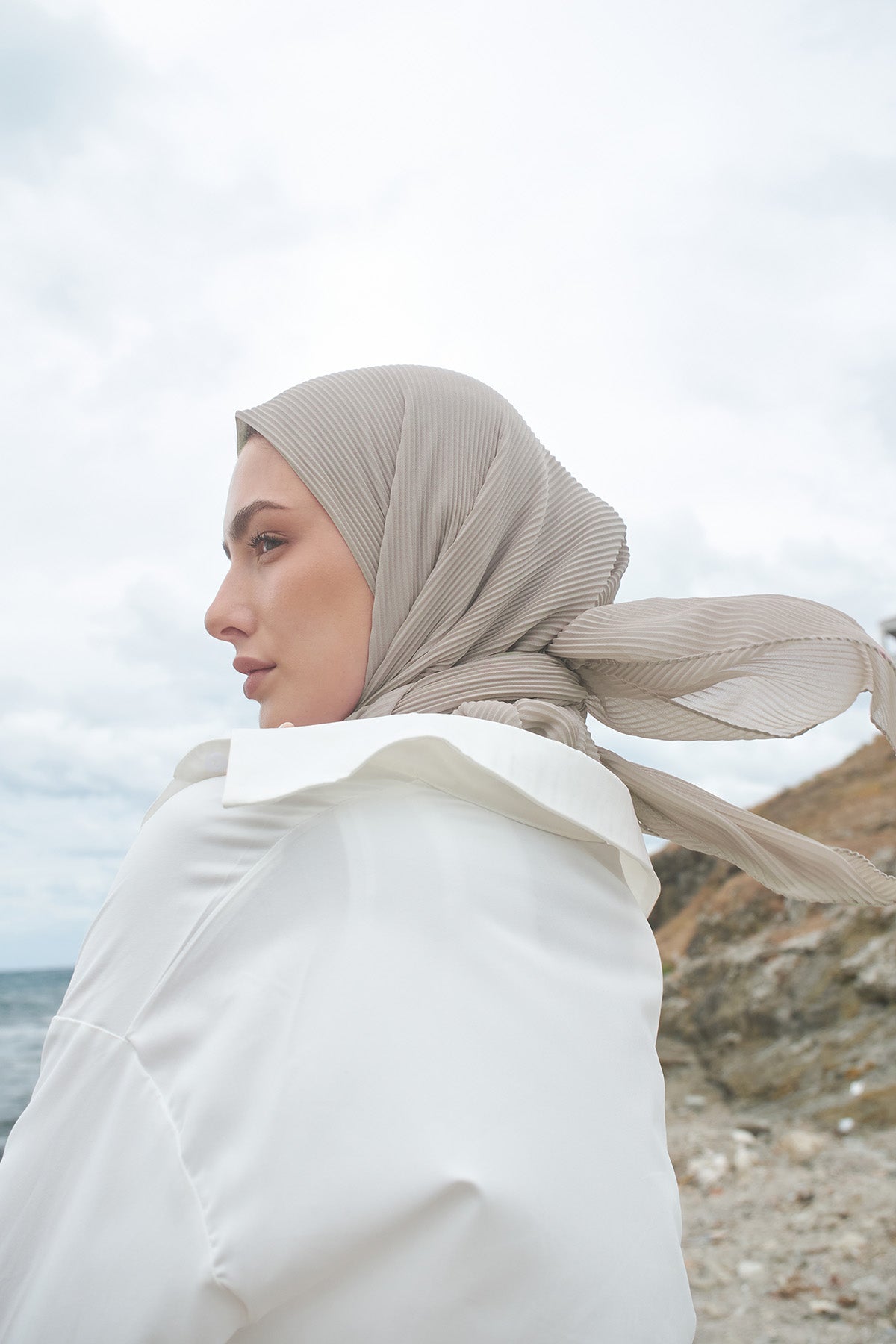 Pleated Chiffon in Iron color