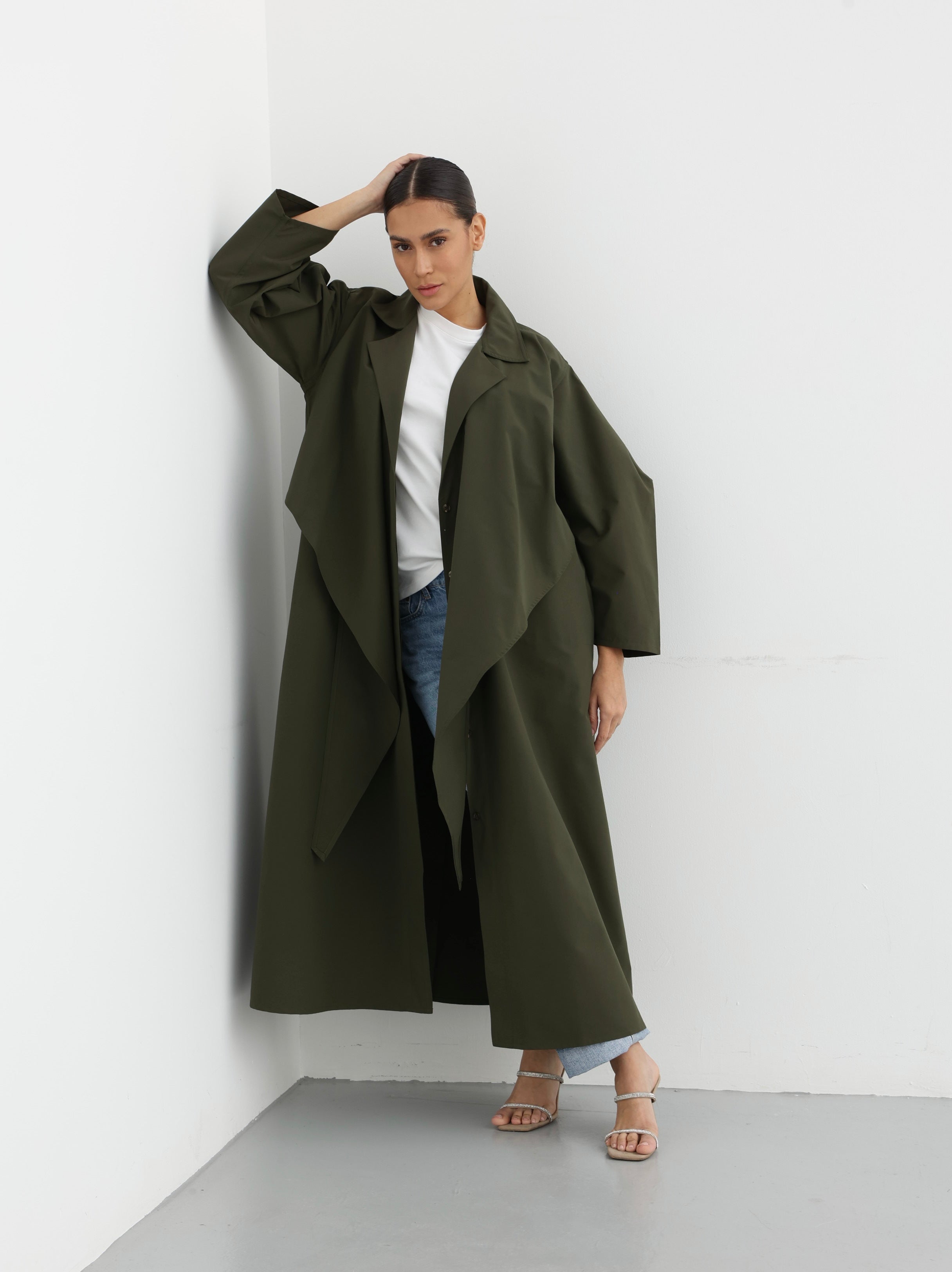 Maxi Trench Dress - Olive