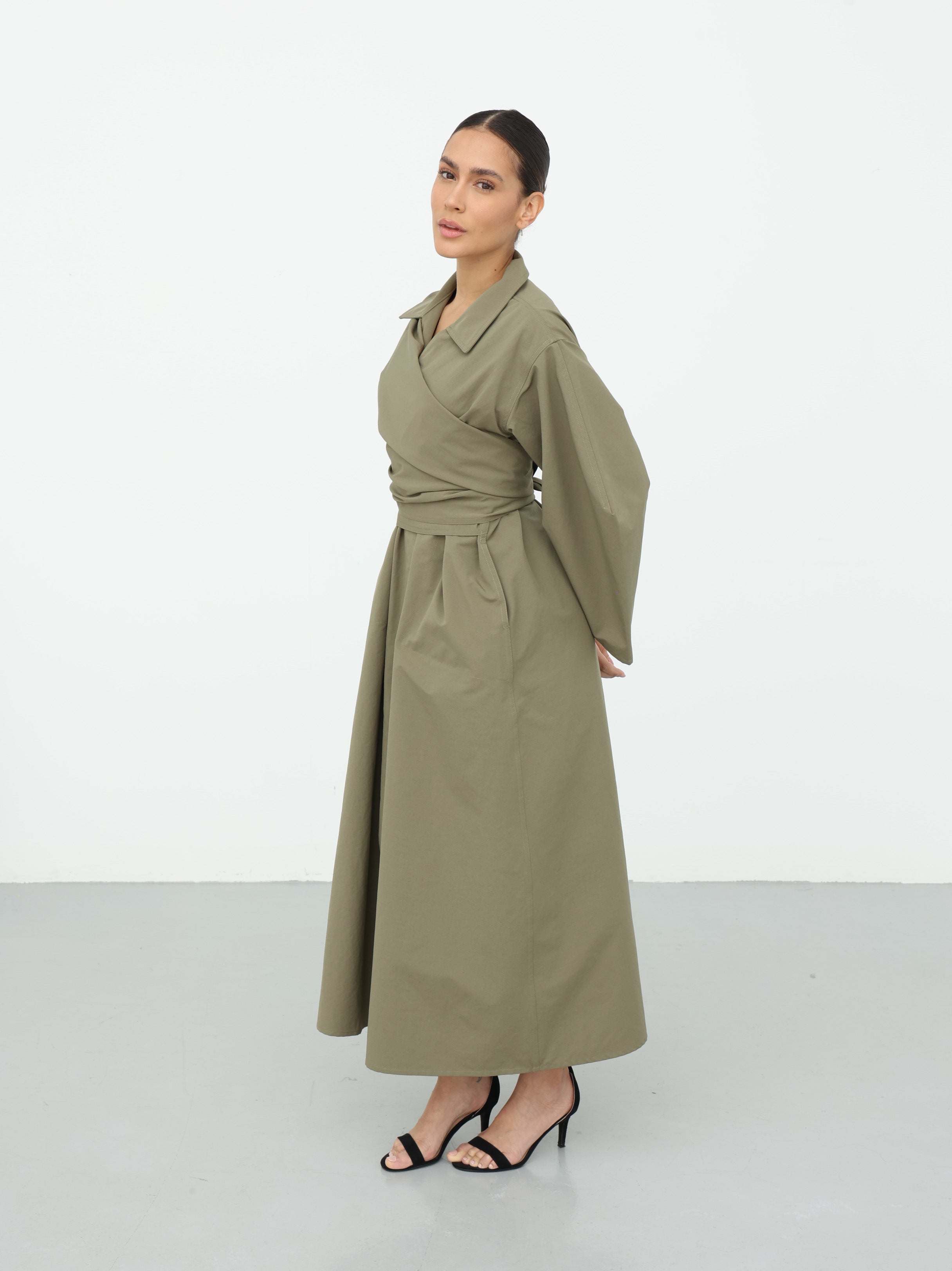 Maxi Trench Dress - Sage Green