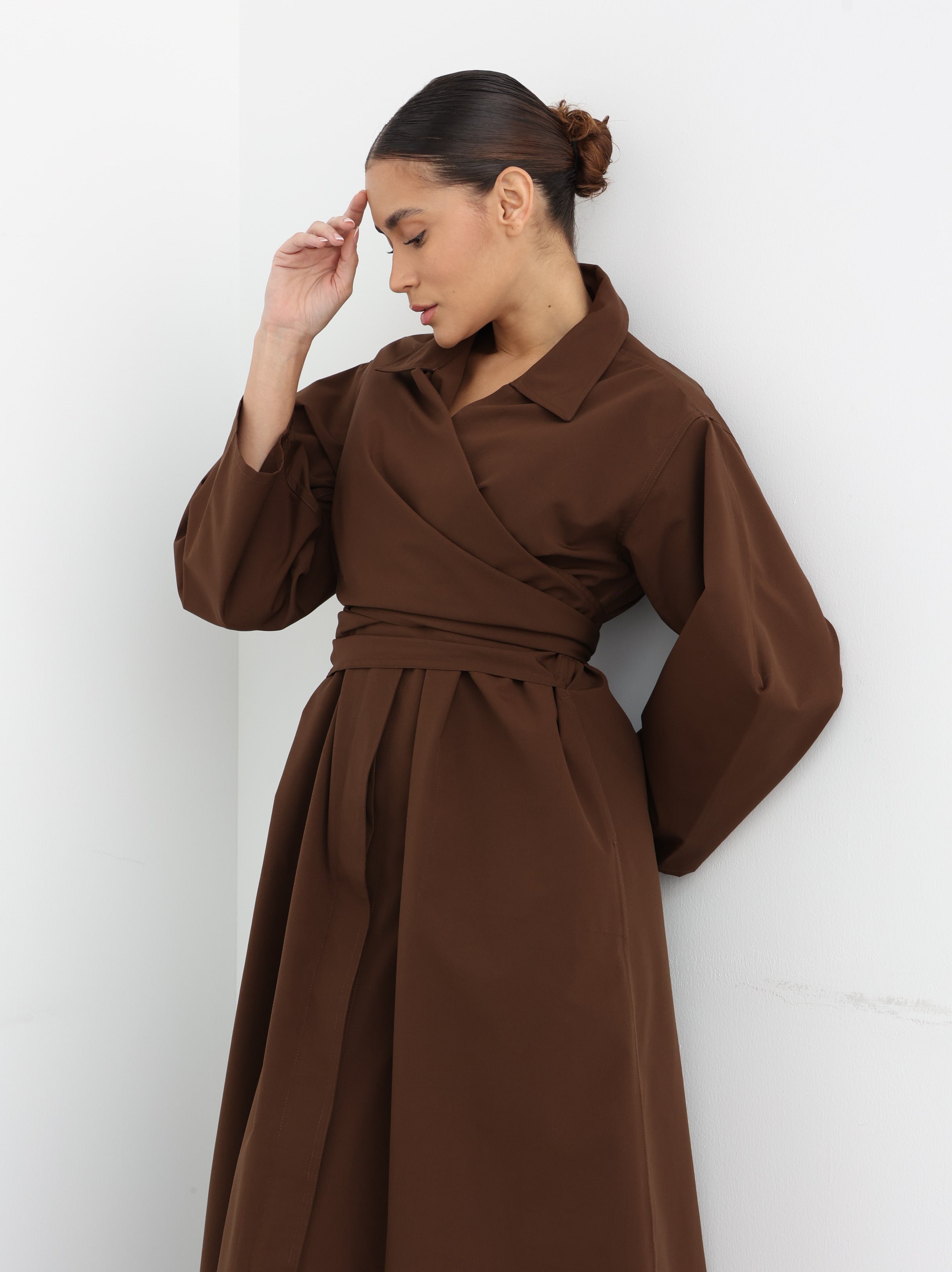 Maxi Trench Dress - Brown