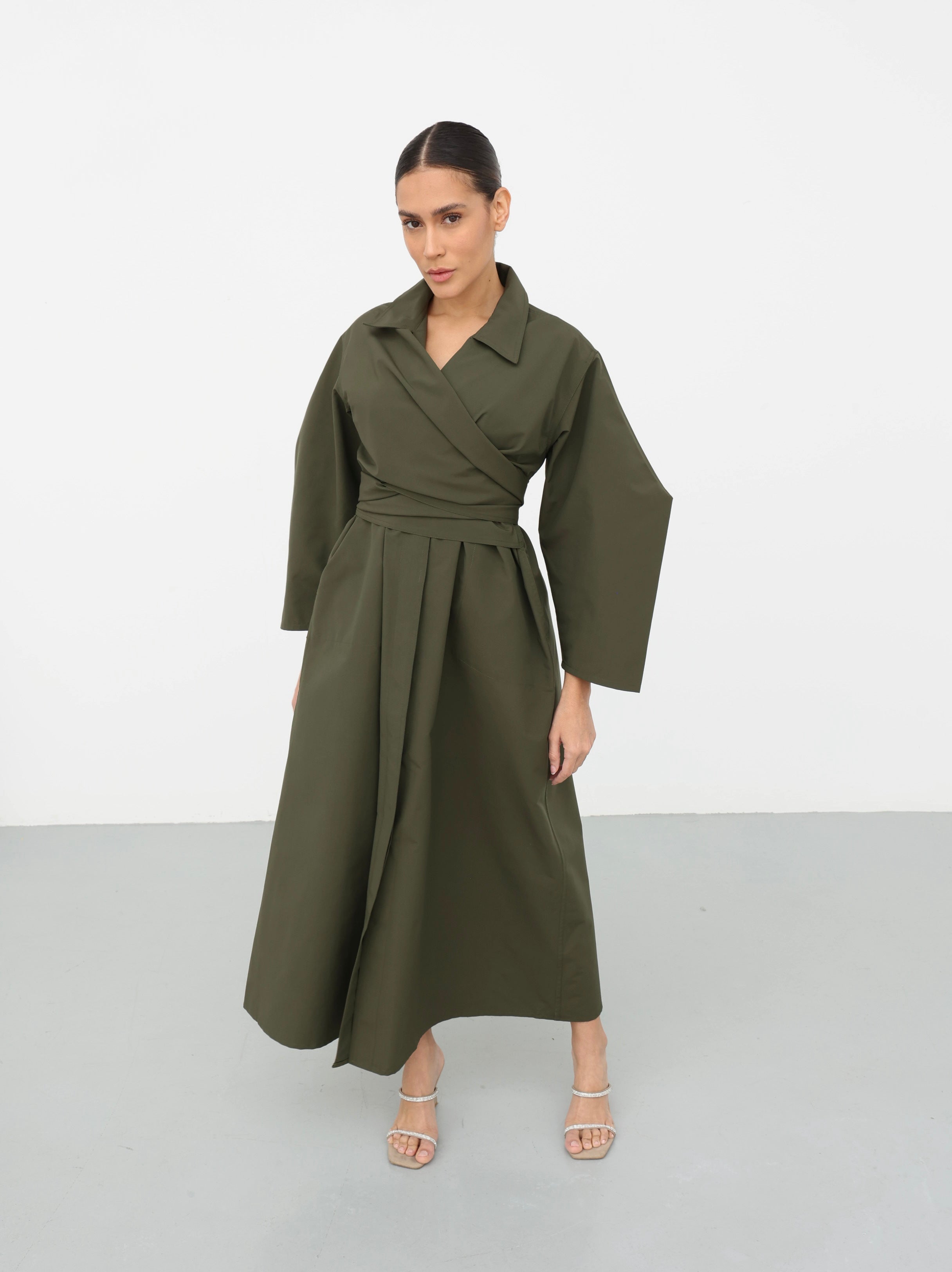 Maxi Trench Dress - Olive