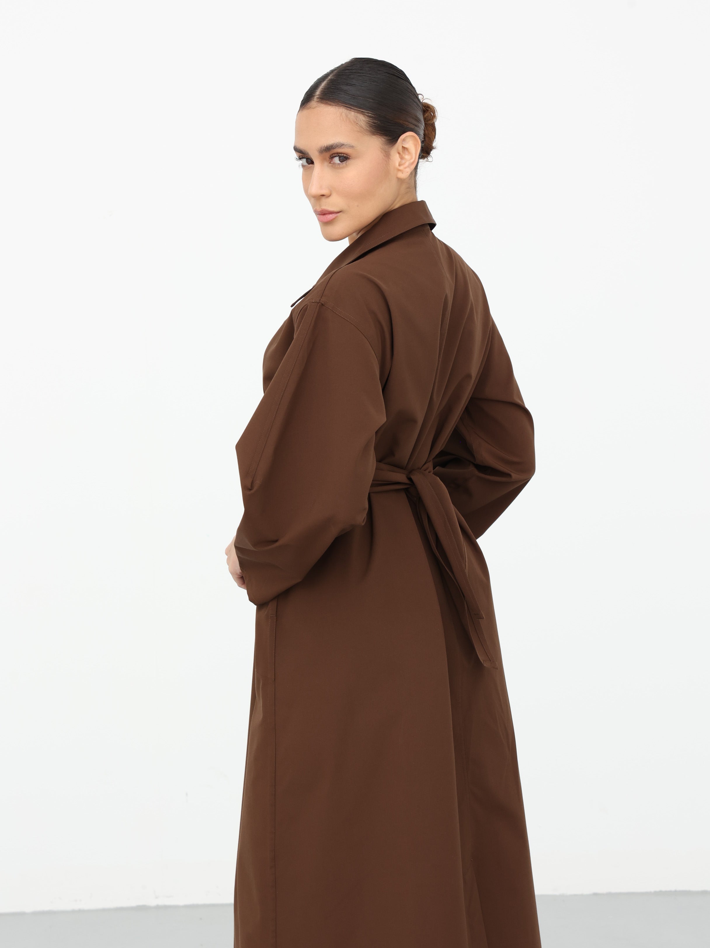 Maxi Trench Dress - Brown