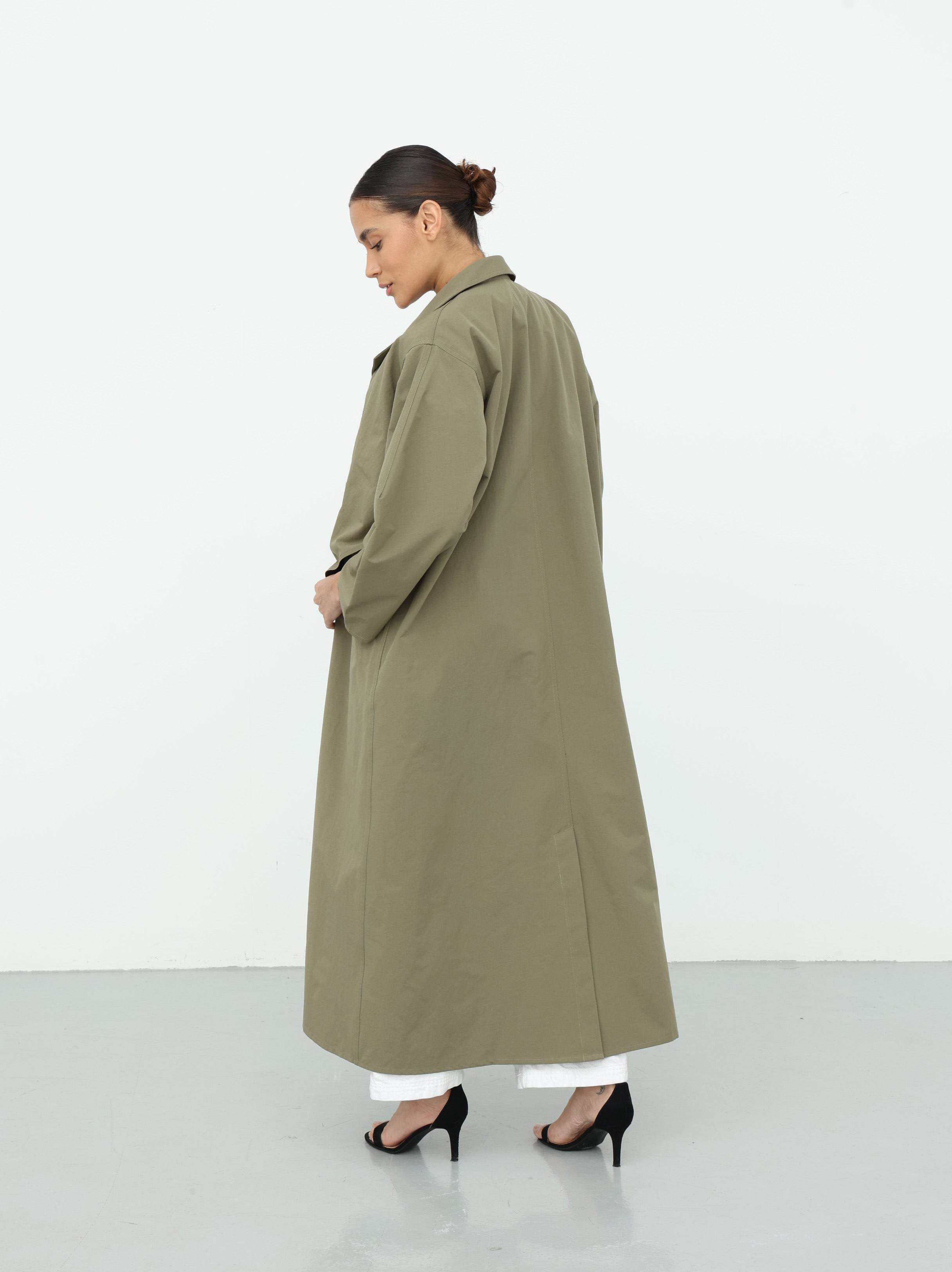 Maxi Trench Dress - Sage Green