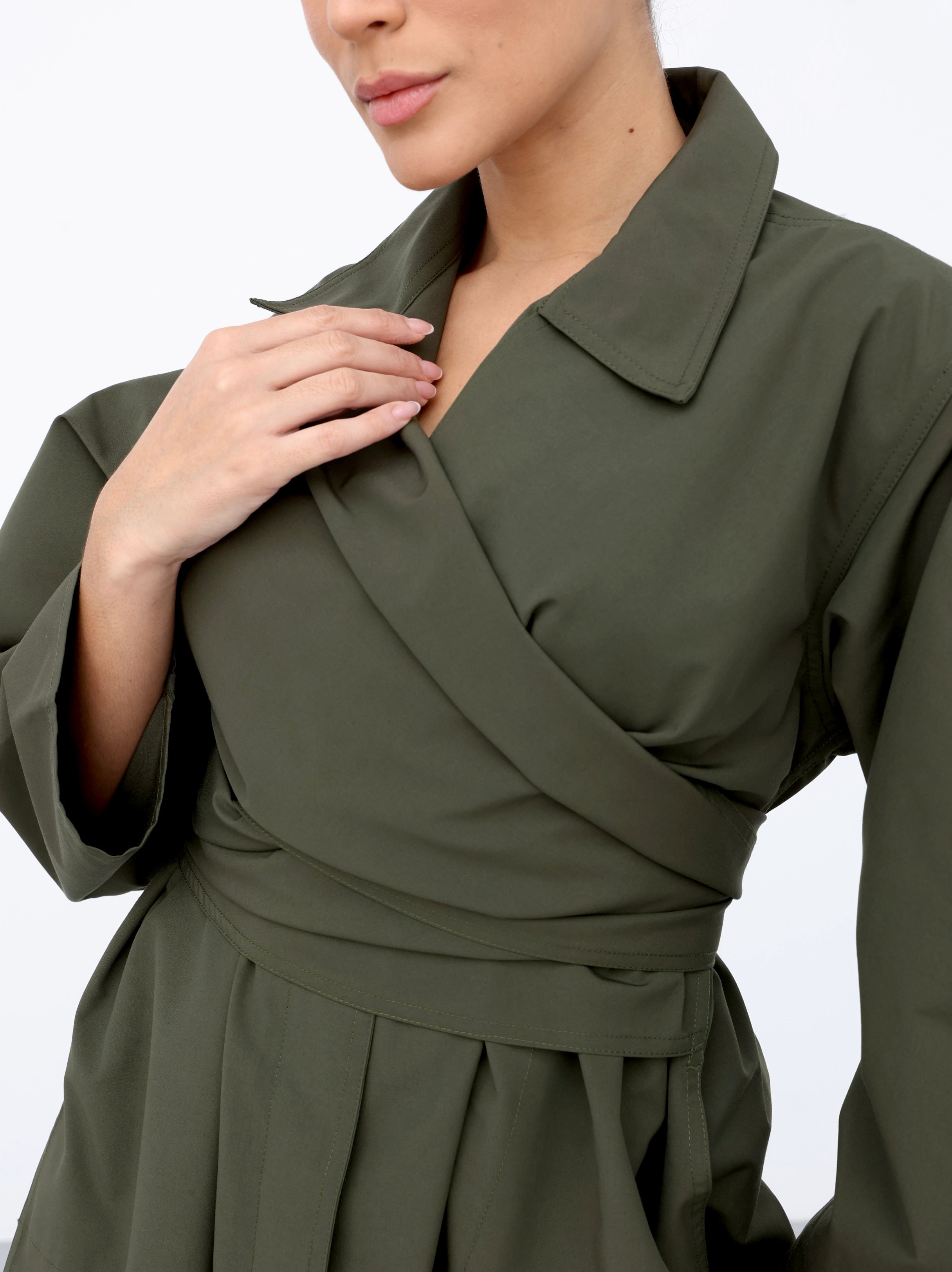 Maxi Trench Dress - Olive
