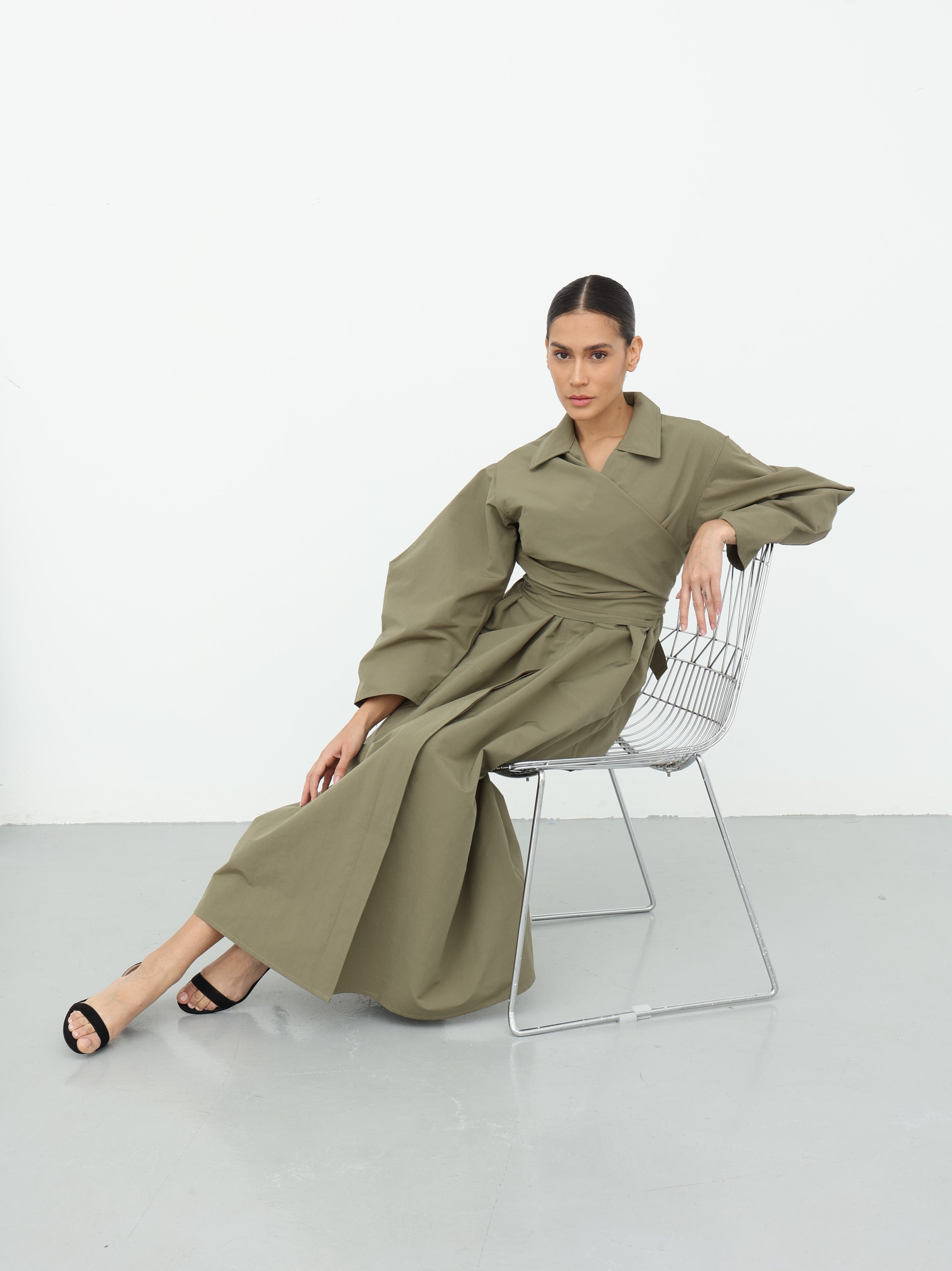 Maxi Trench Dress - Sage Green