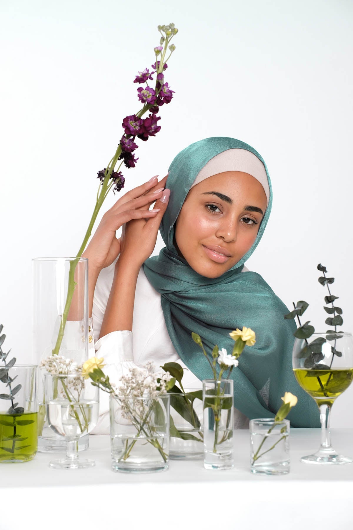 Satin Crepe Hijab in Bay Leaf Color