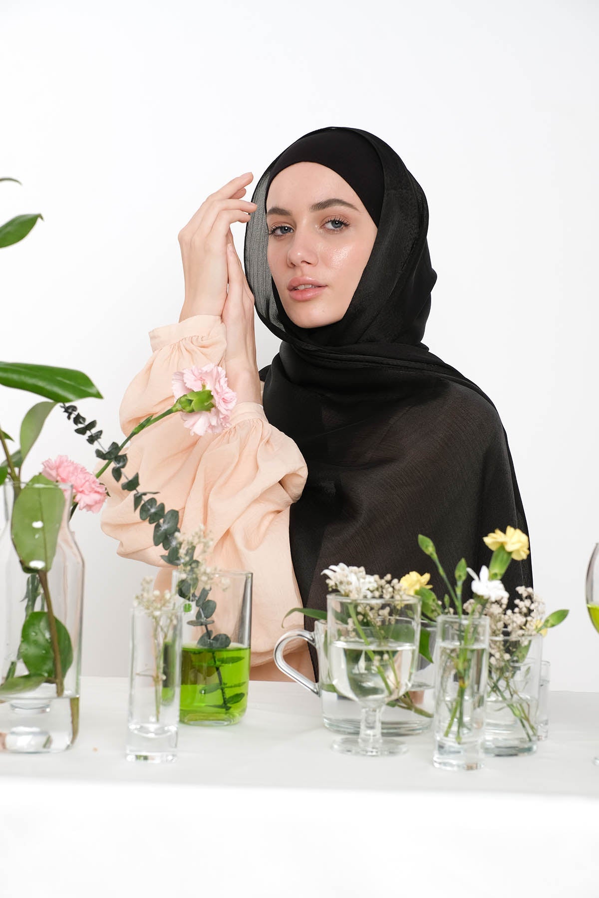 Satin Crepe Hijab in Black Color