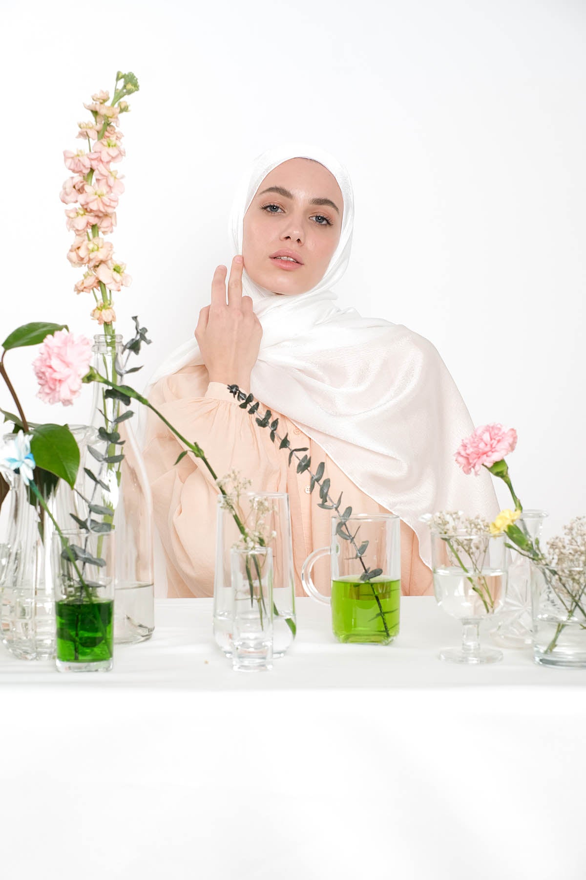 Satin Crepe Hijab in White Color
