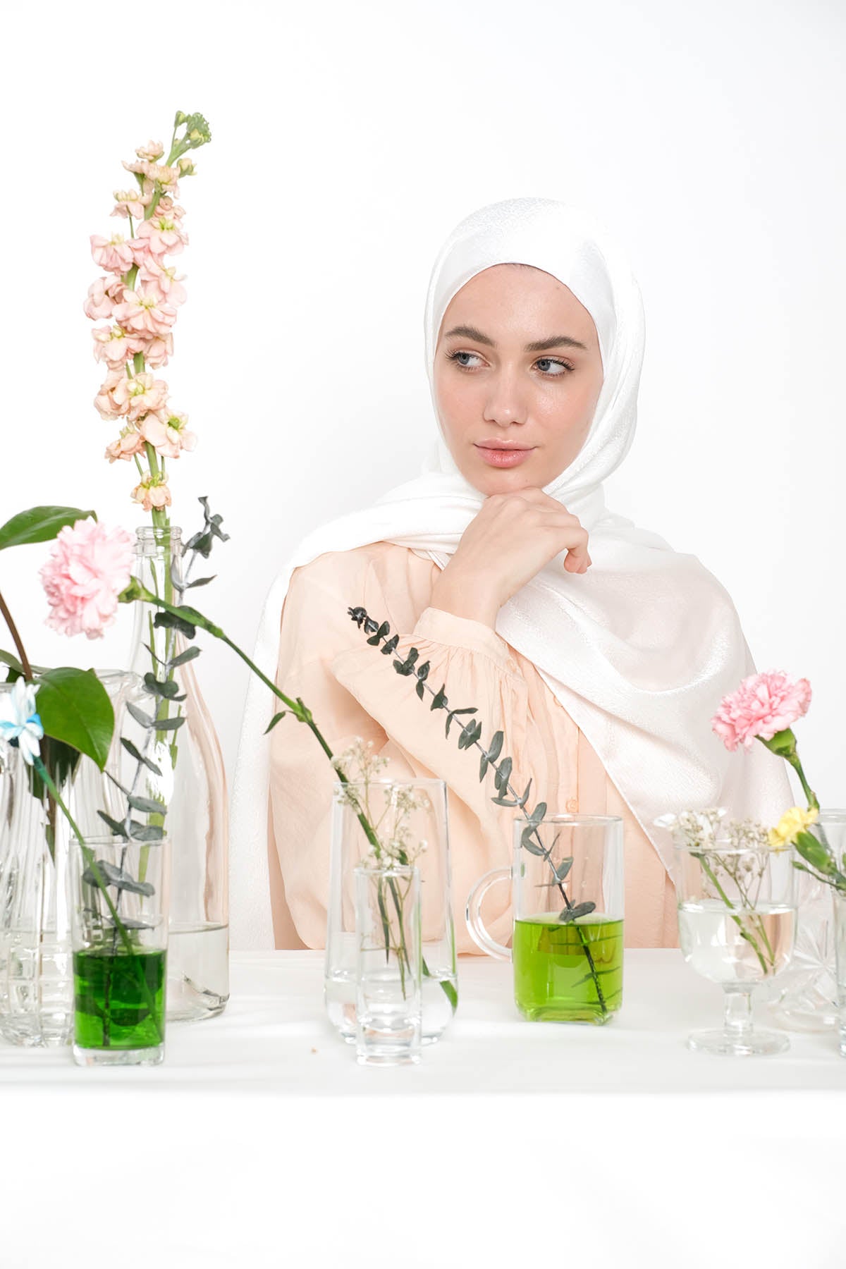 Satin Crepe Hijab in White Color