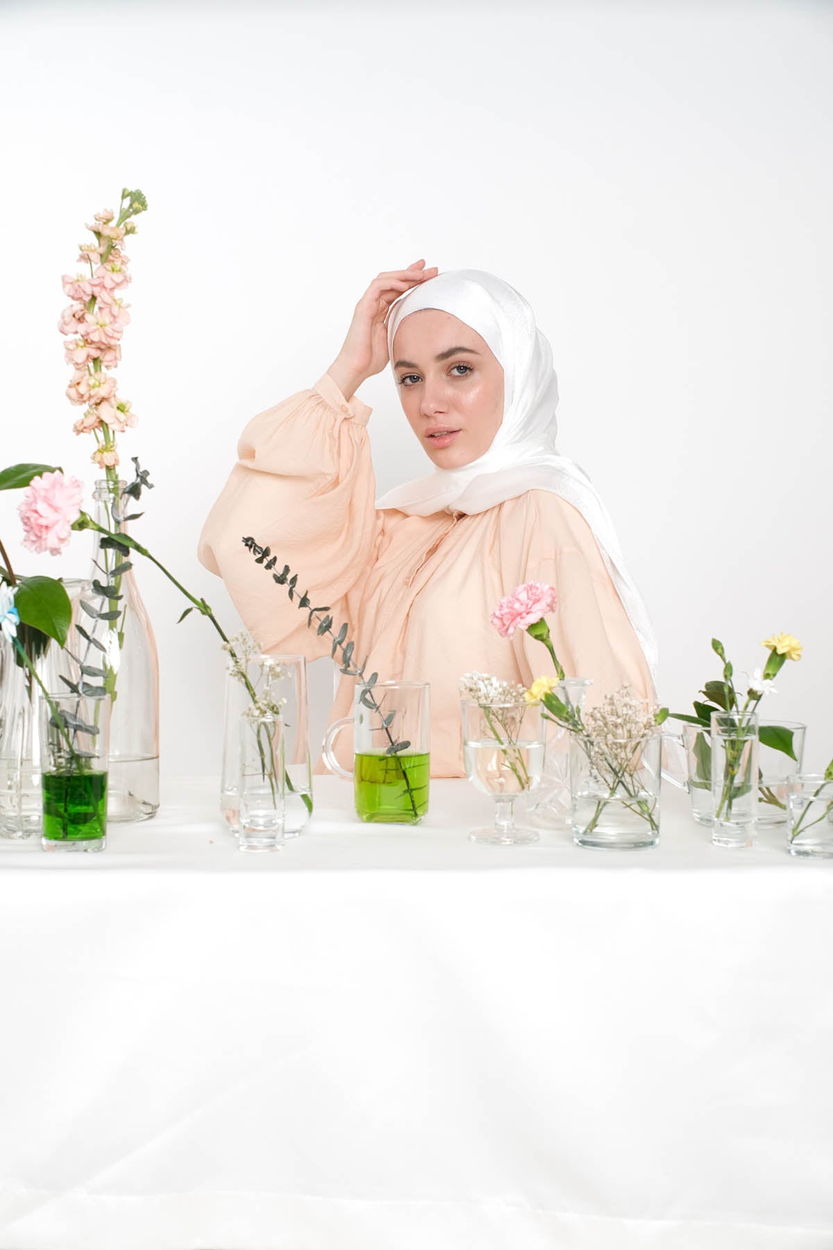 Satin Crepe Hijab in White Color