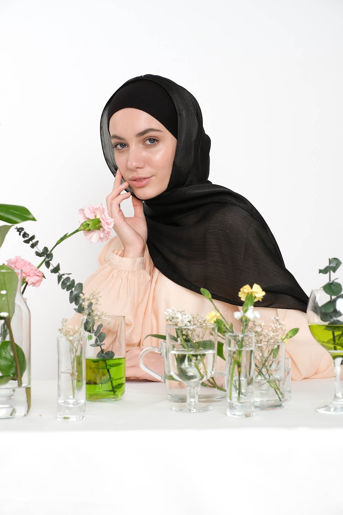 Satin Crepe Hijab in Black Color