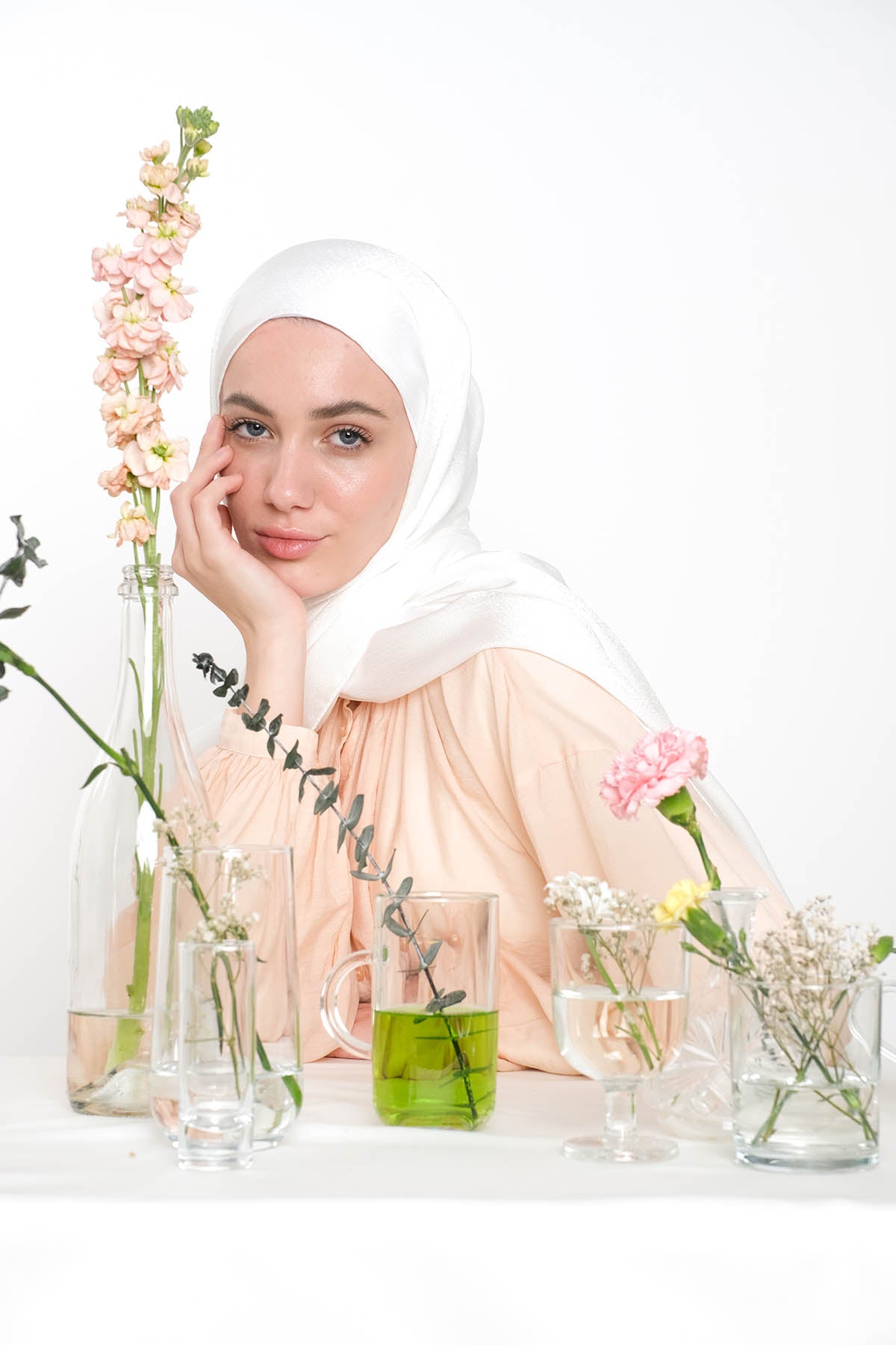 Satin Crepe Hijab in White Color
