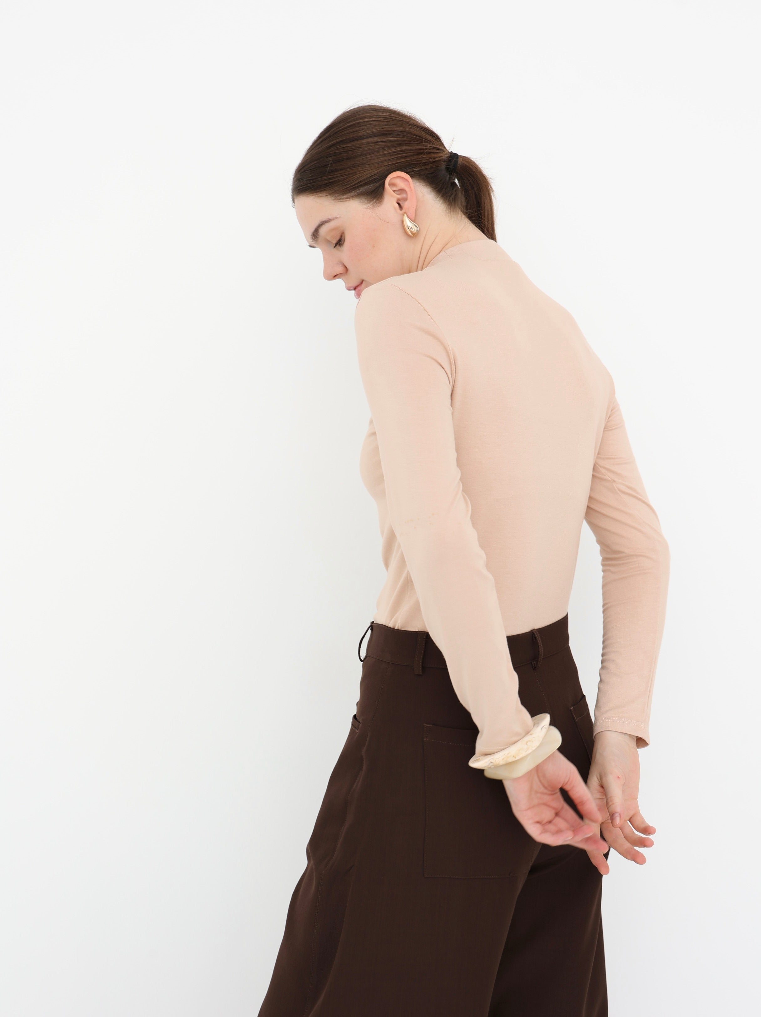 Long Sleeves Basic Top - Beige