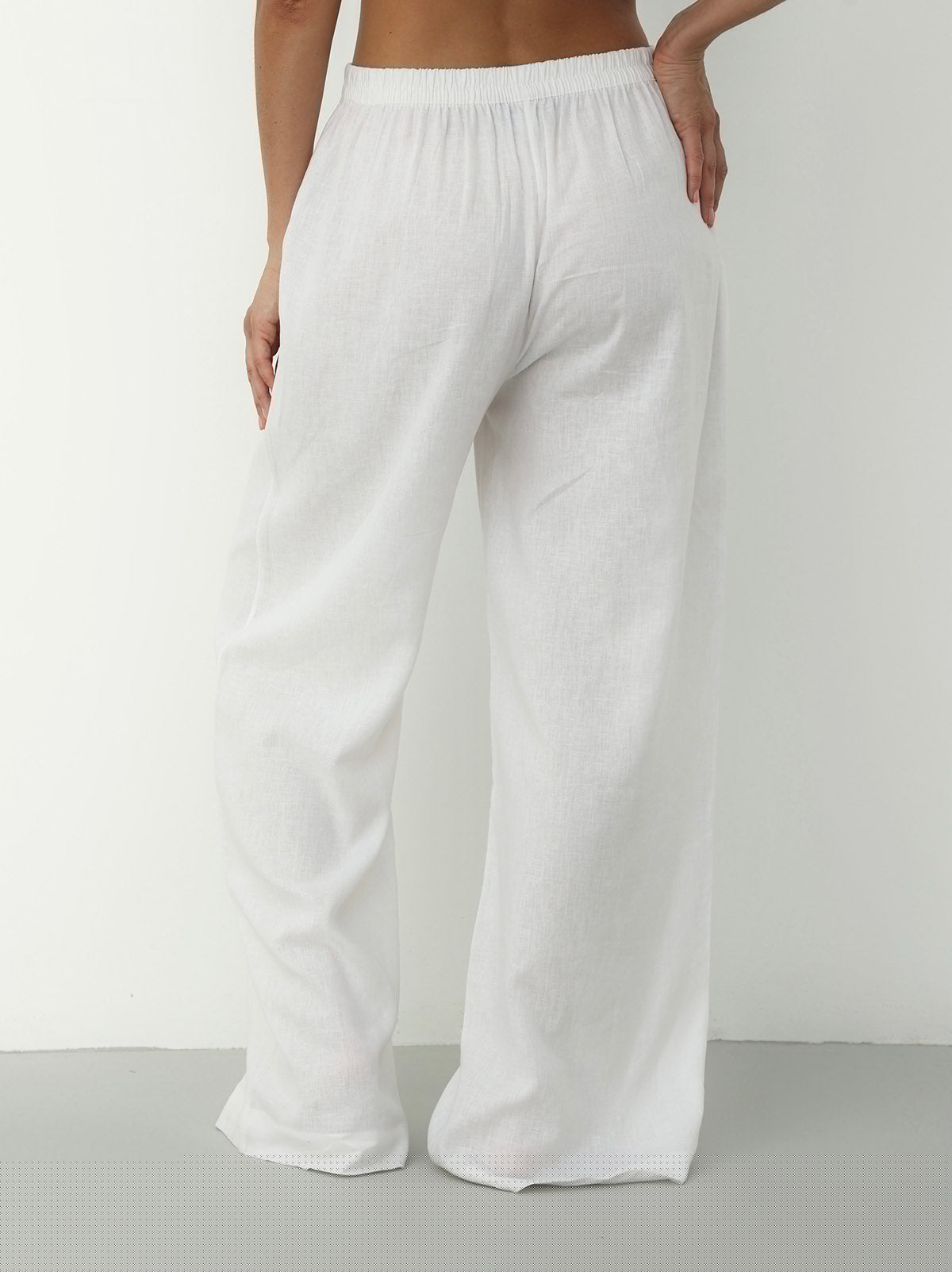 Wide Linen Set in White Color