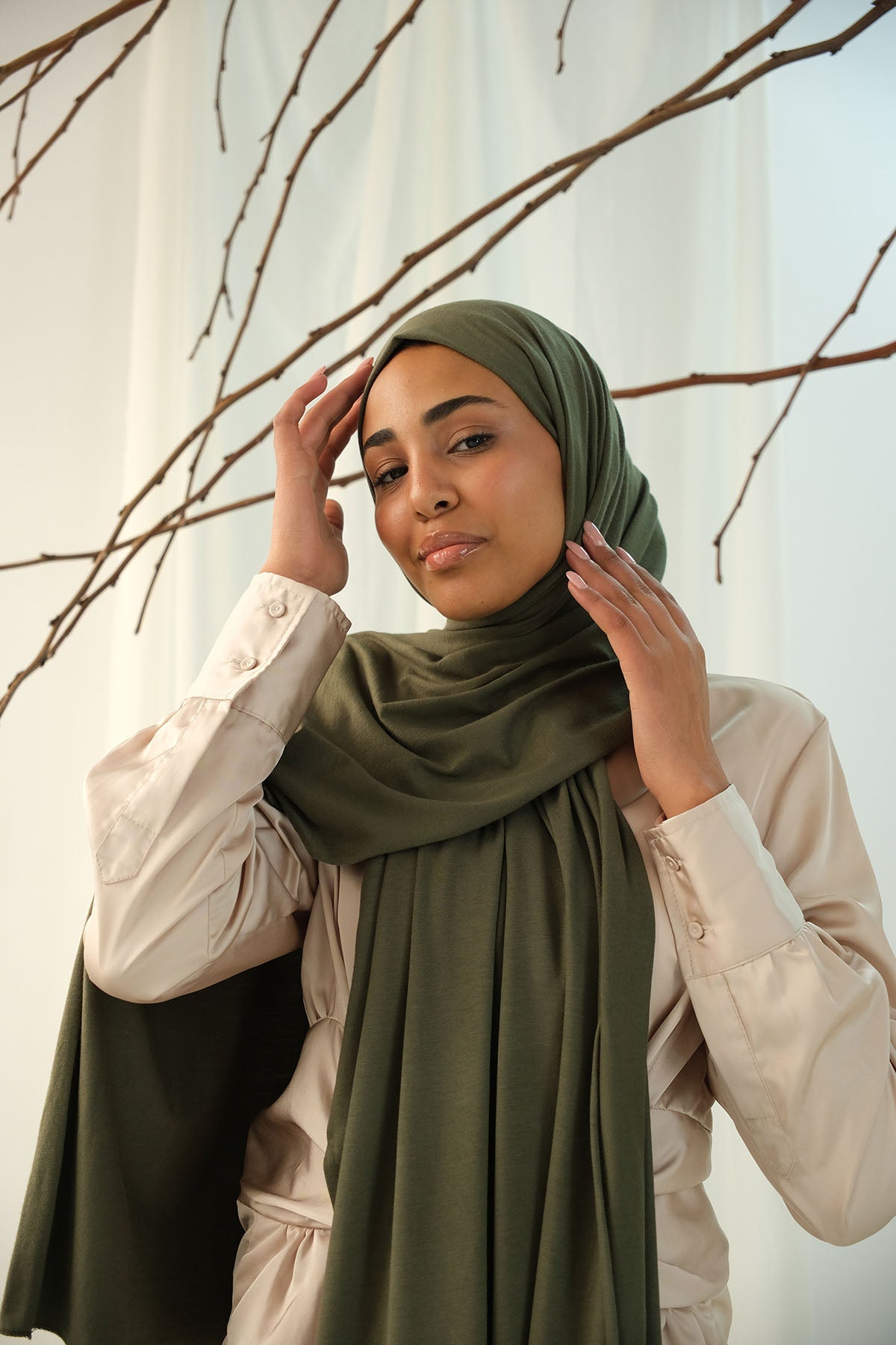 Jersey Hijab in Dark Olive Color