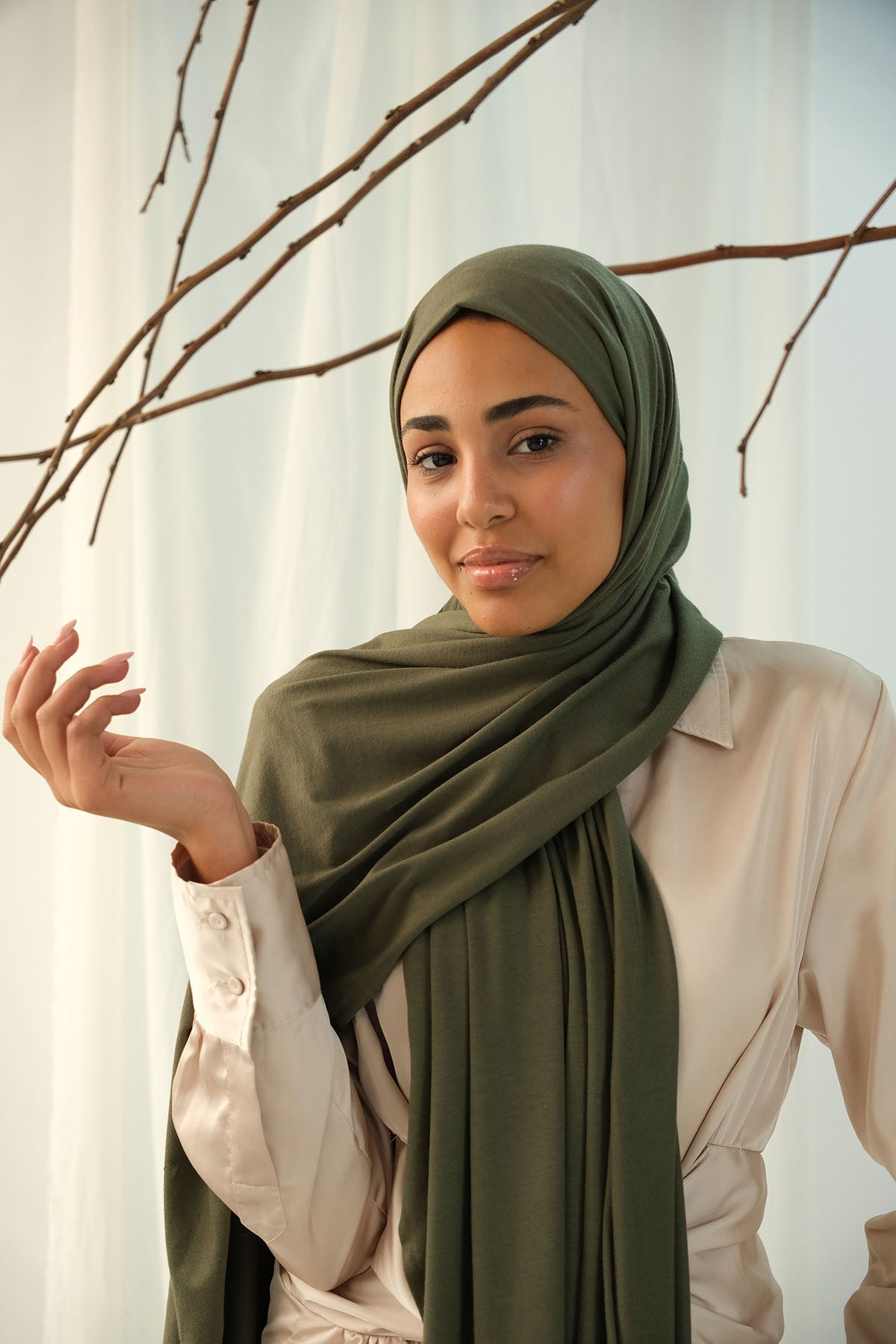 Jersey Hijab in Dark Olive Color