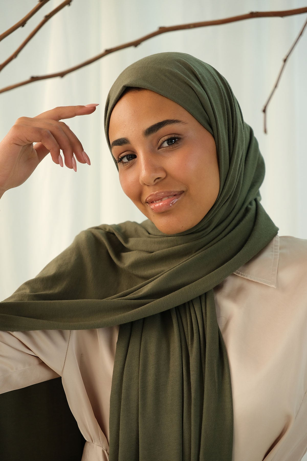 Jersey Hijab in Dark Olive Color