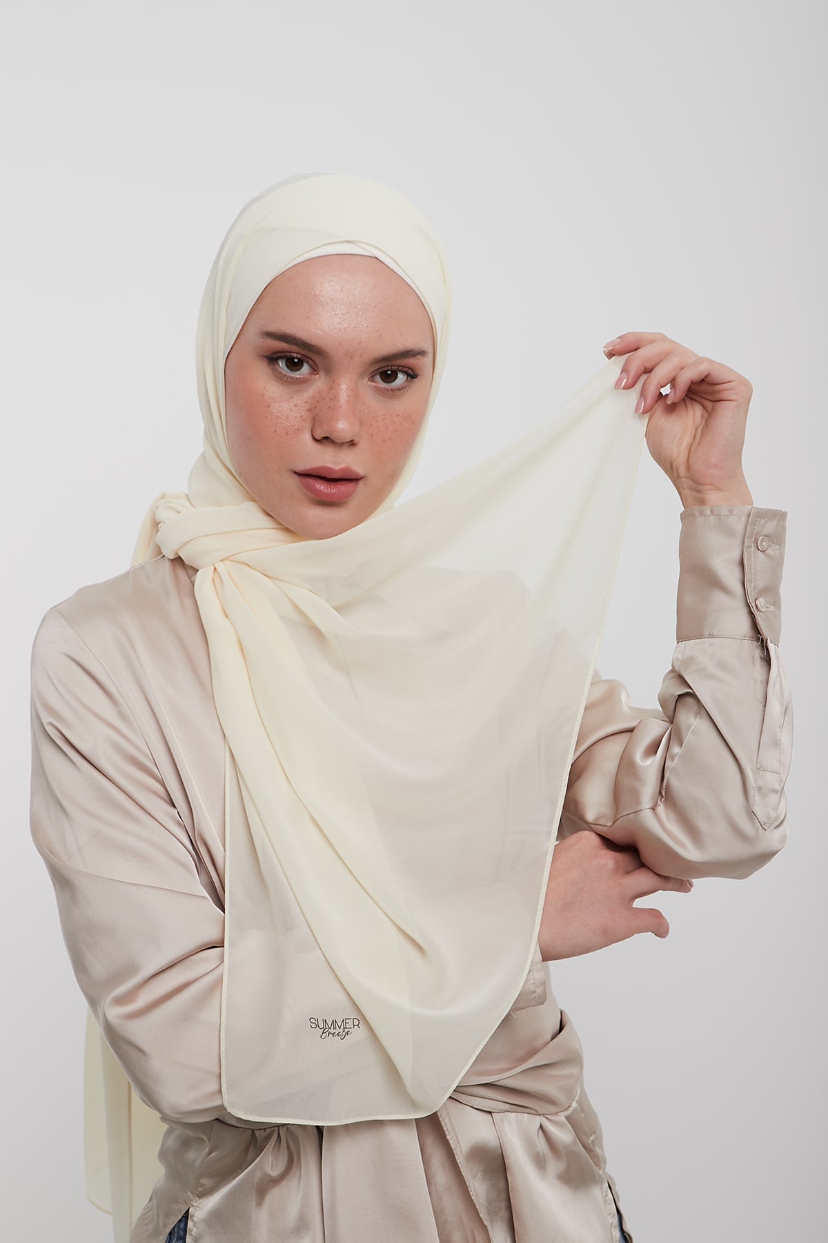 Chiffon Hijab in Antique White Color