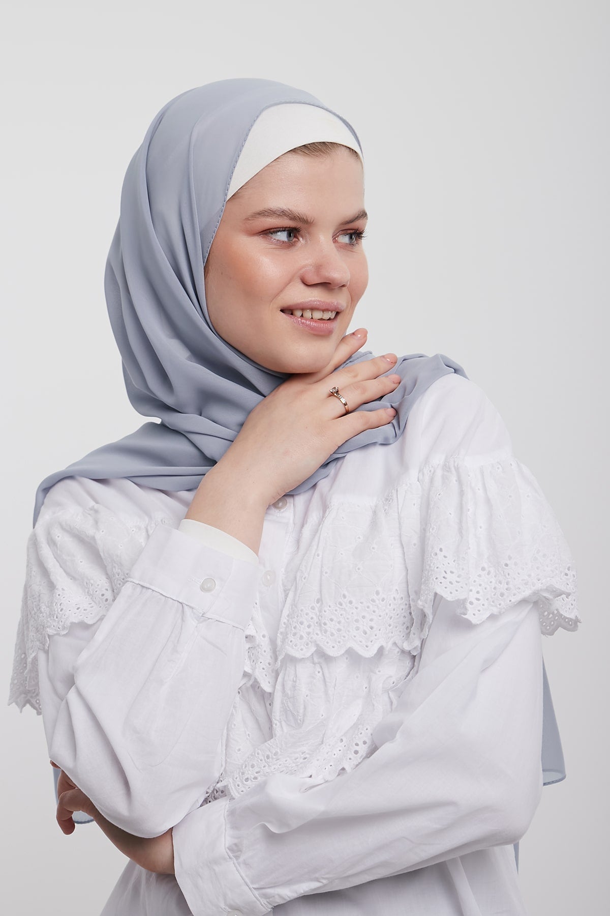 Chiffon Hijab in Grey Cloud Color