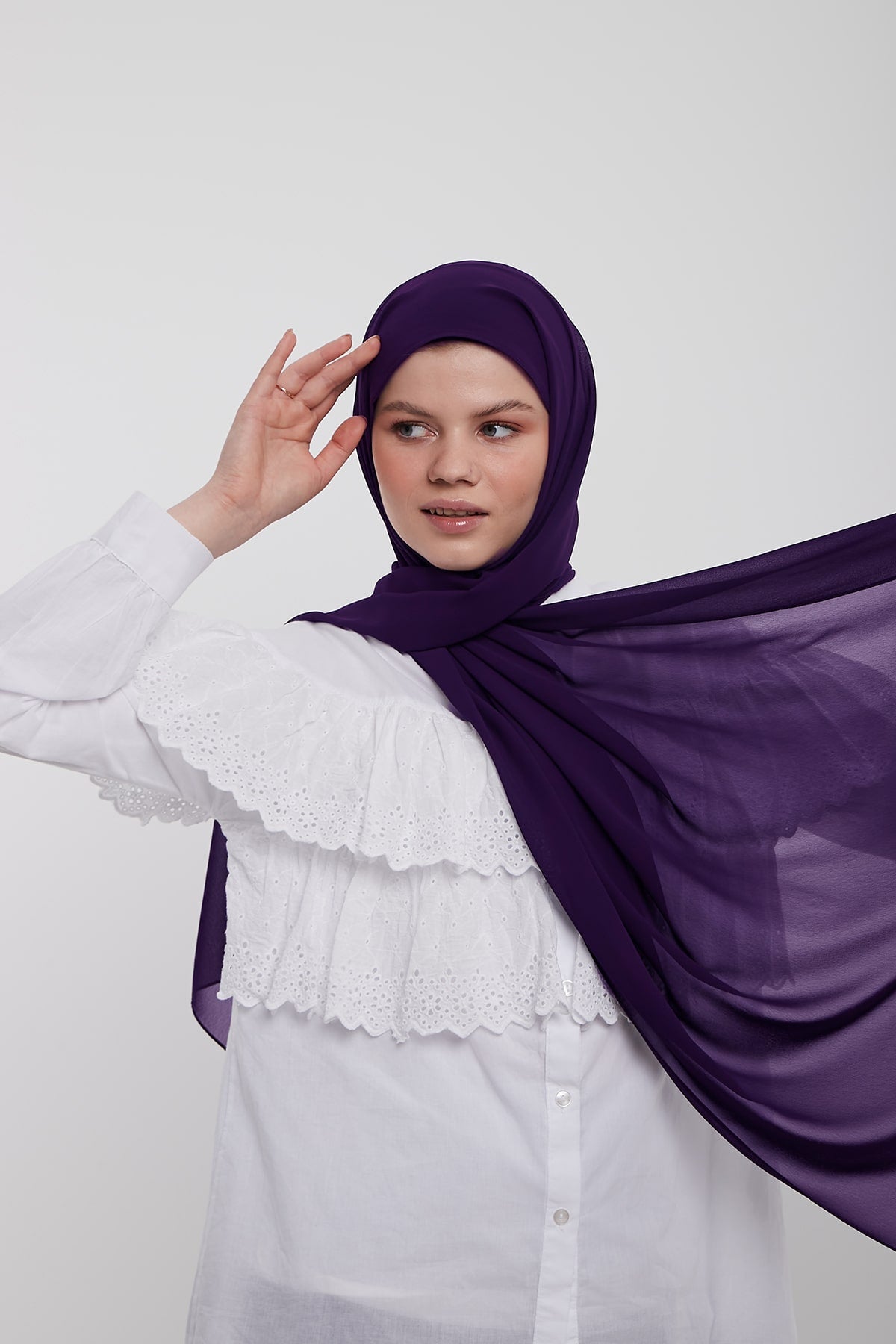 Chiffon Hijab in Plum Purple Color