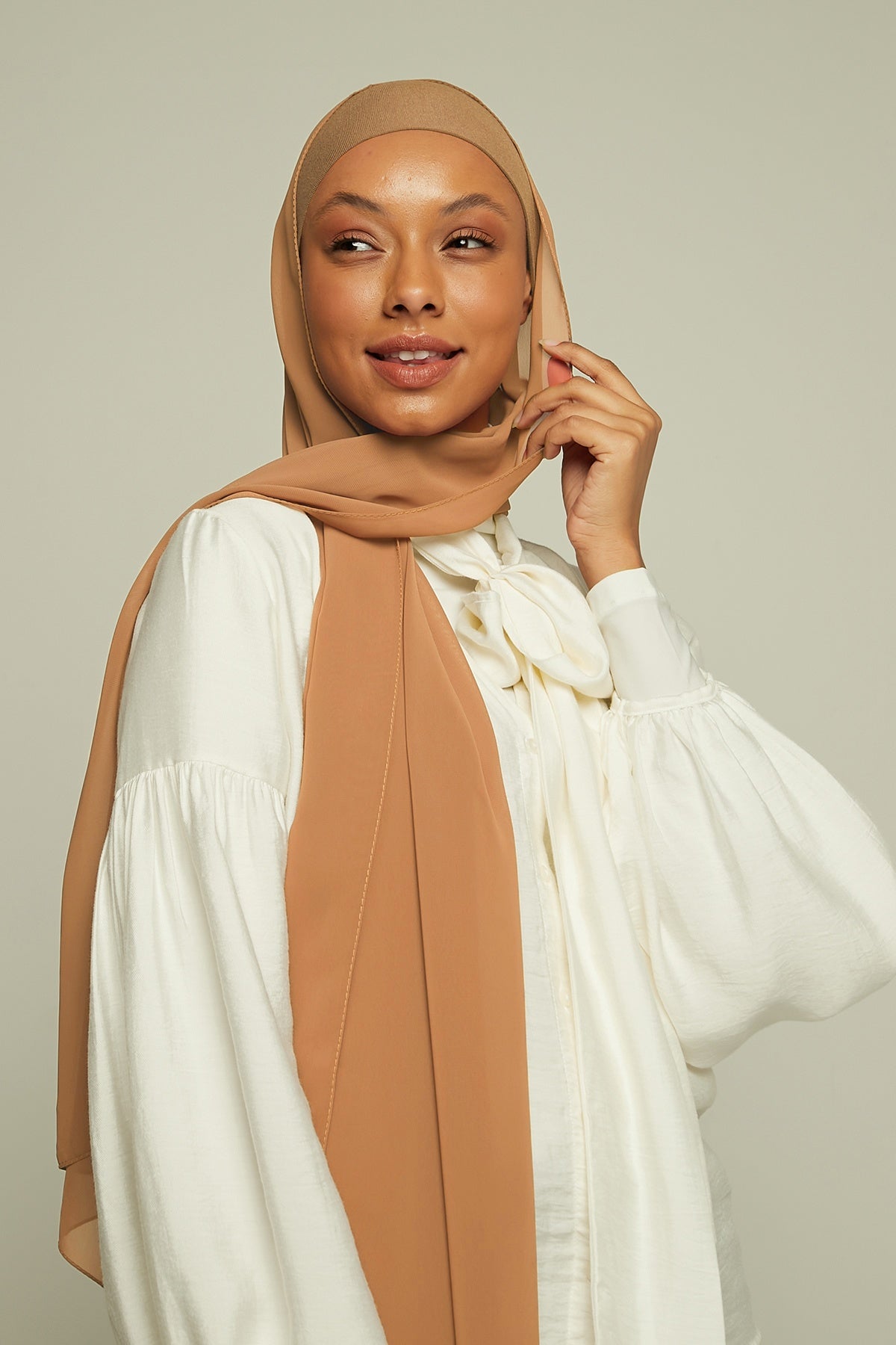 Chiffon Hijab in Dark Peach Color