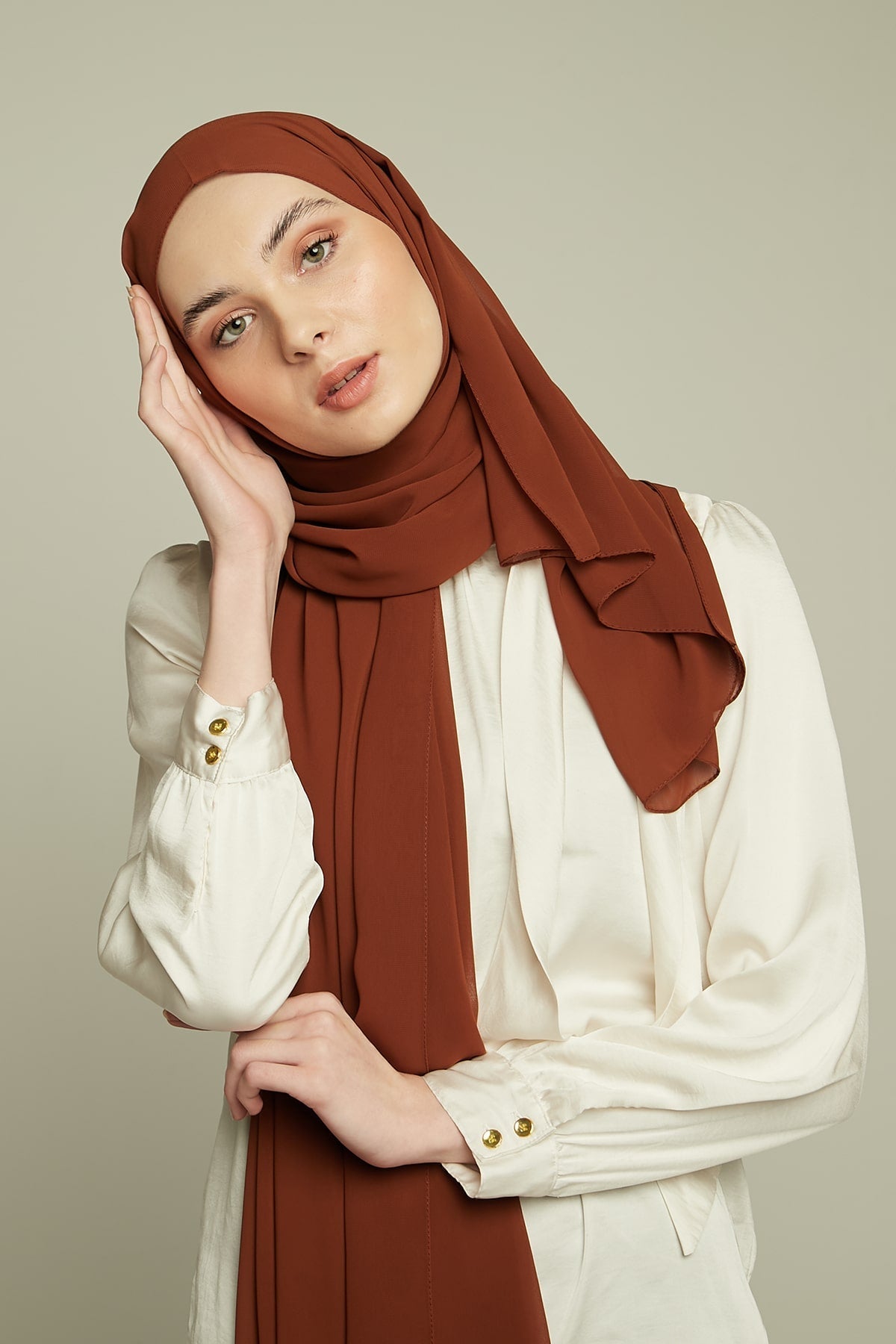 Chiffon Hijab in Walnut Color