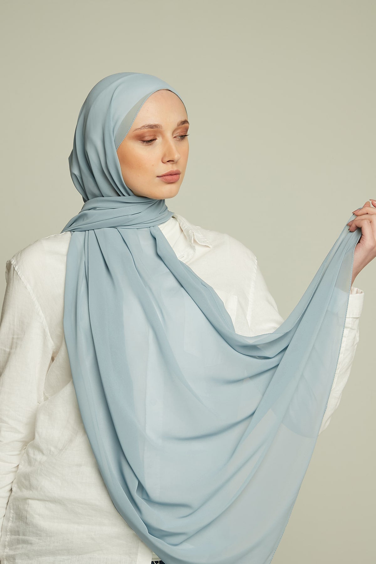 Chiffon Hijab in Blue Angel Color