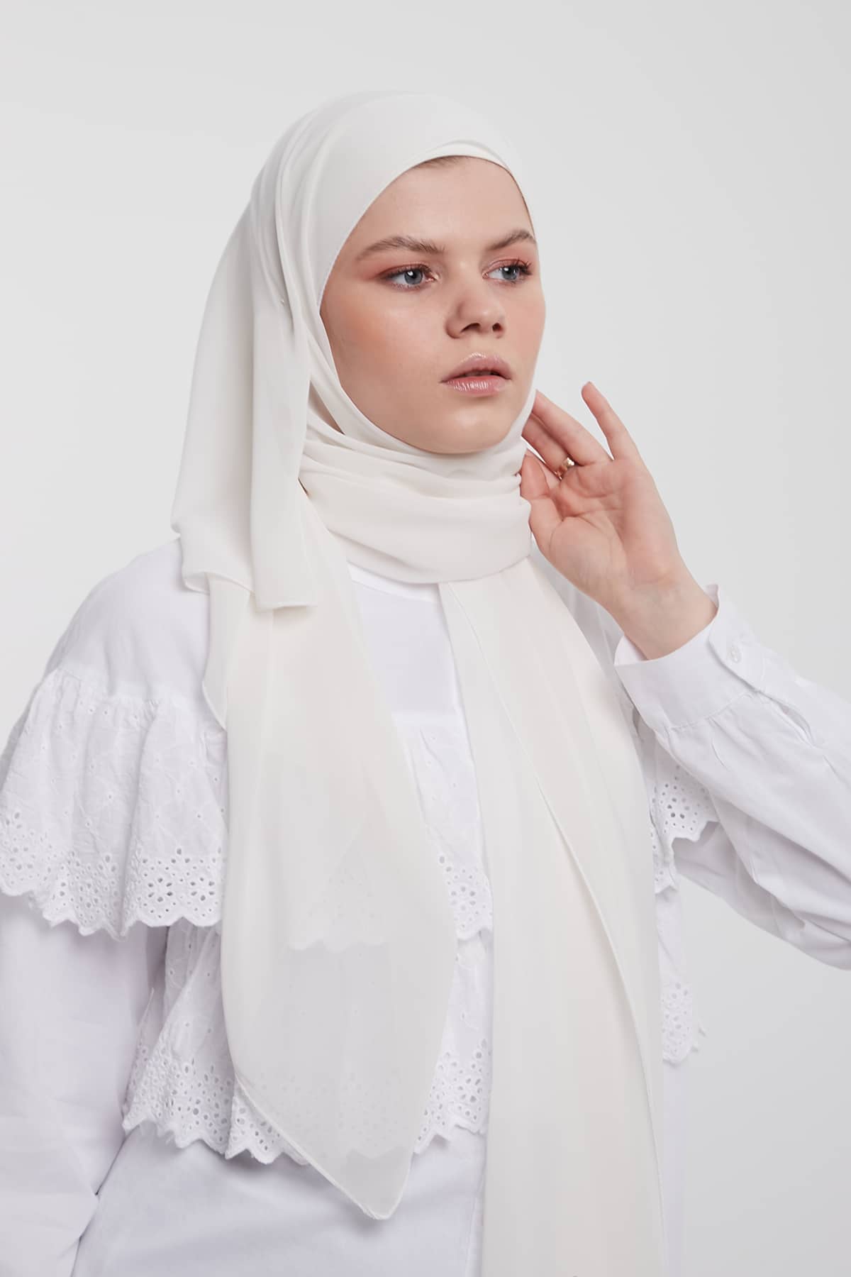 Chiffon Hijab in Off-White Color