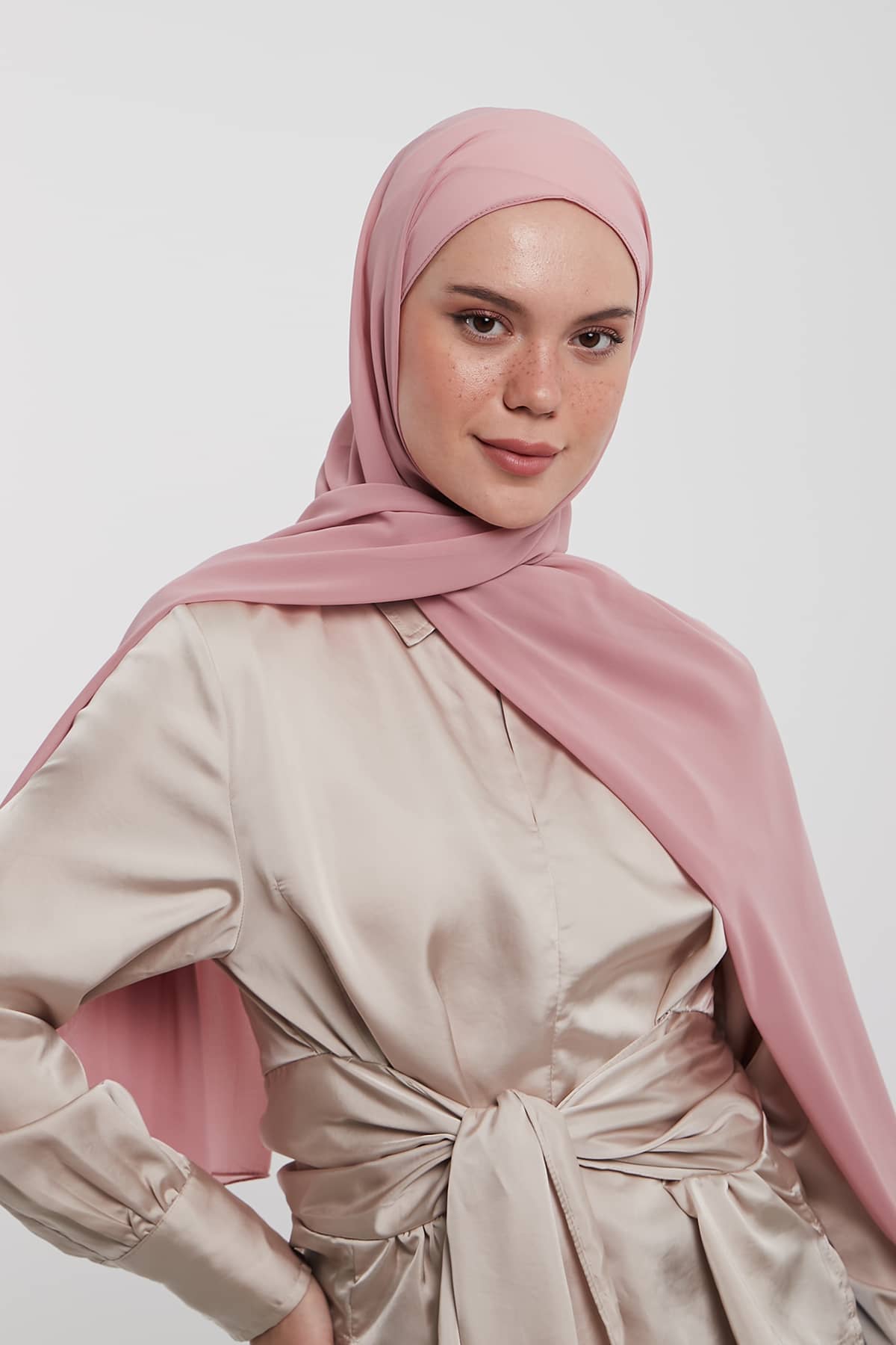 Chiffon Hijab in Faded Pink Color