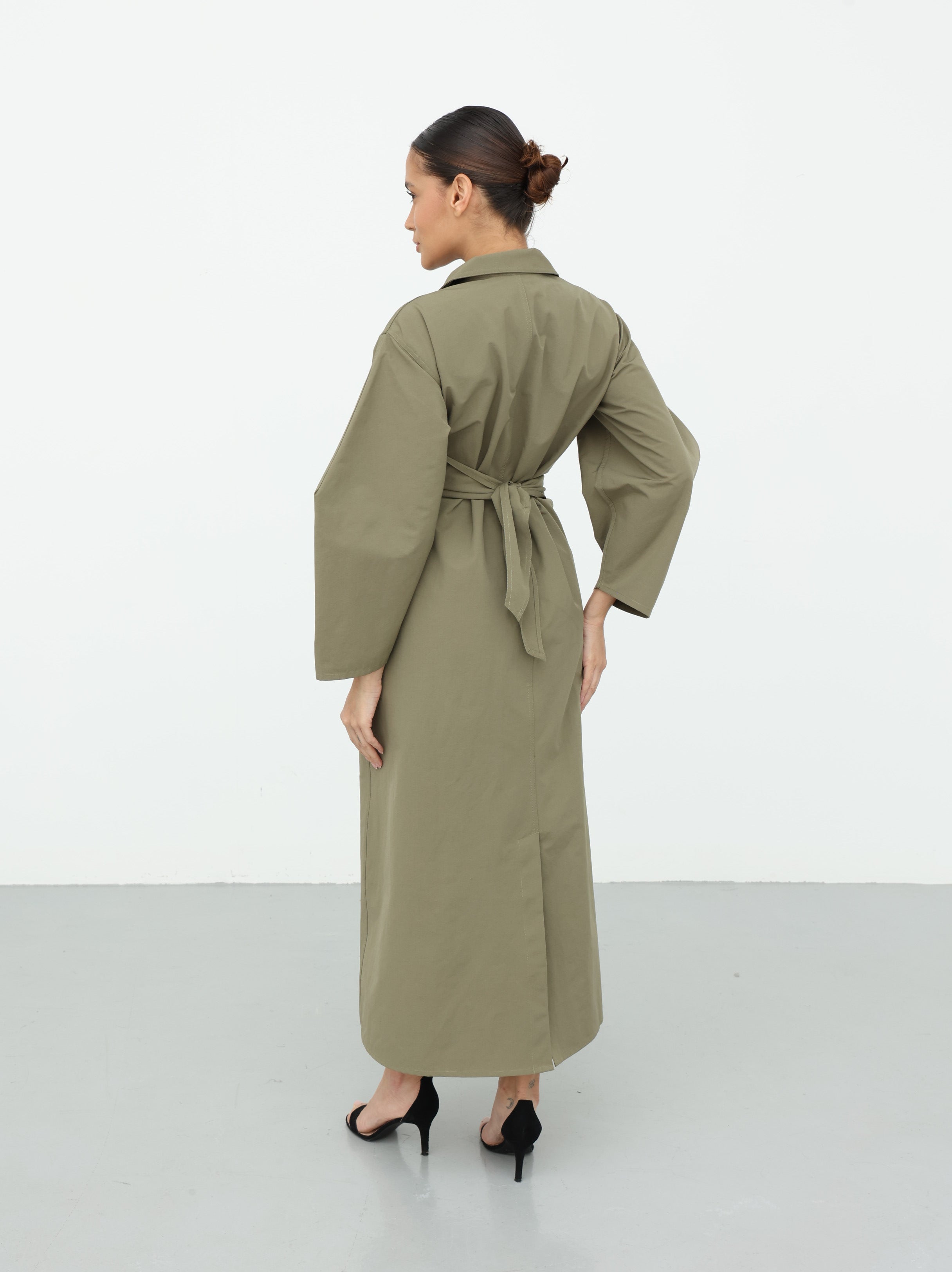Maxi Trench Dress - Sage Green