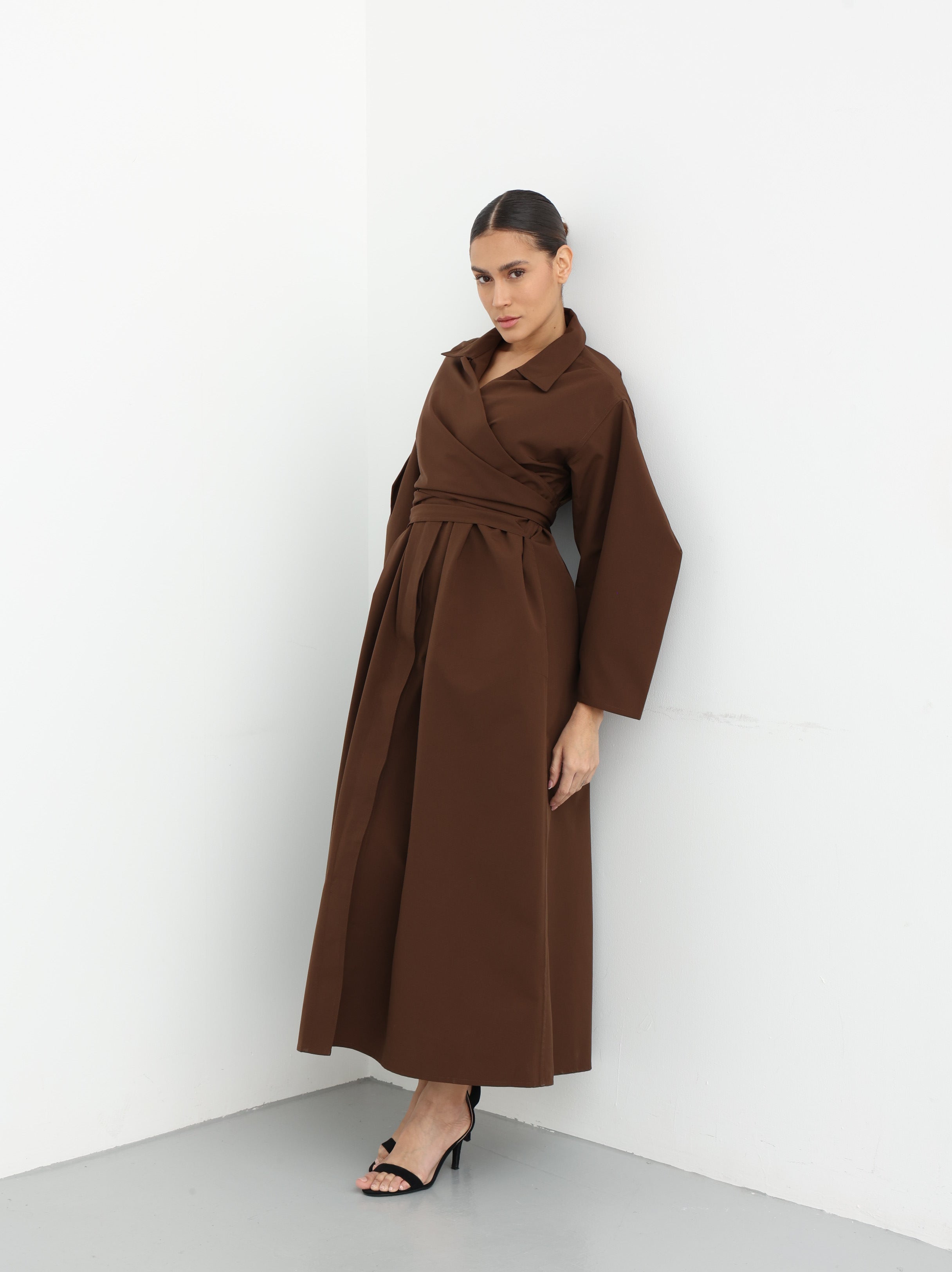 Maxi Trench Dress - Brown