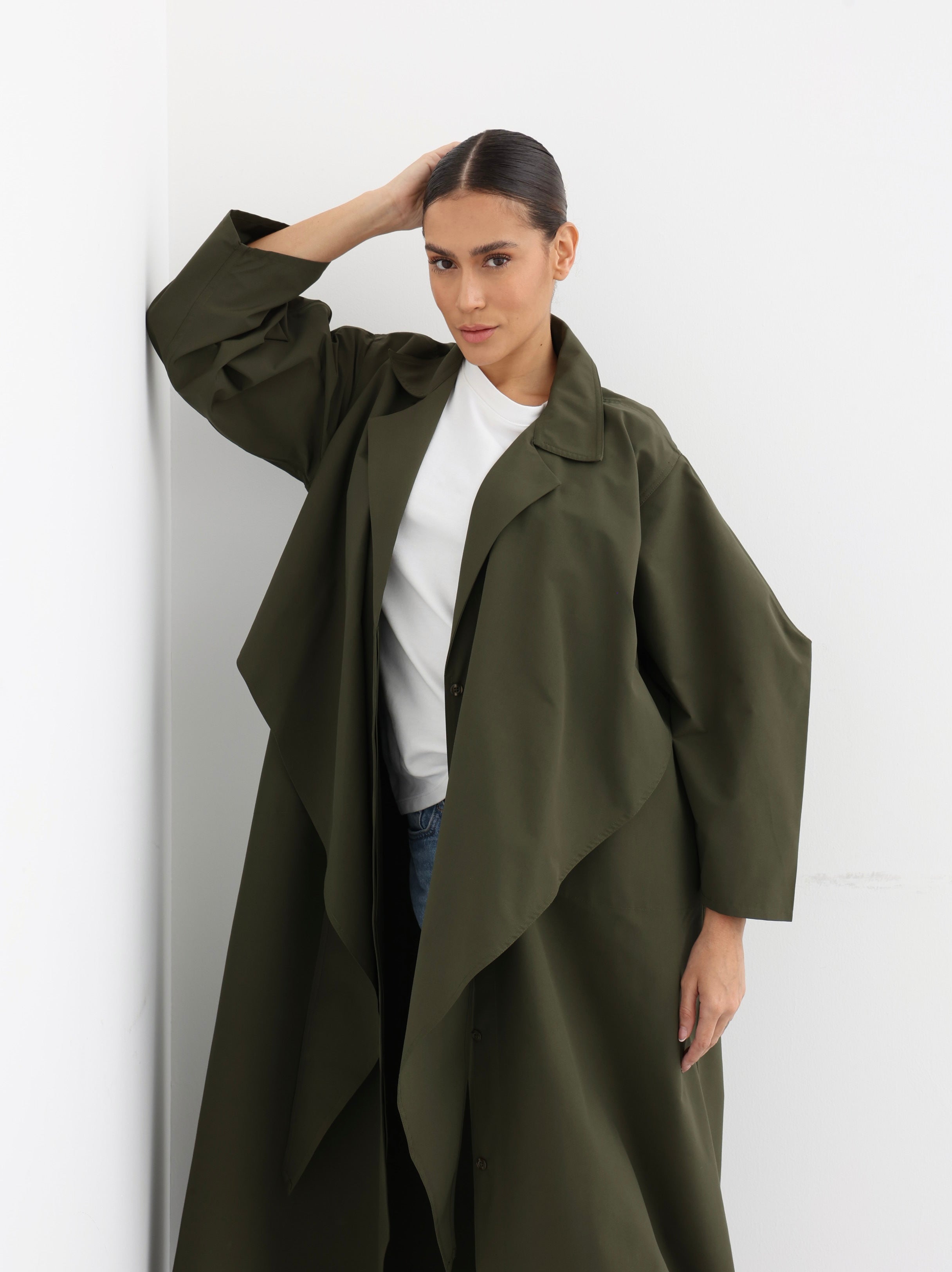 Maxi Trench Dress - Olive