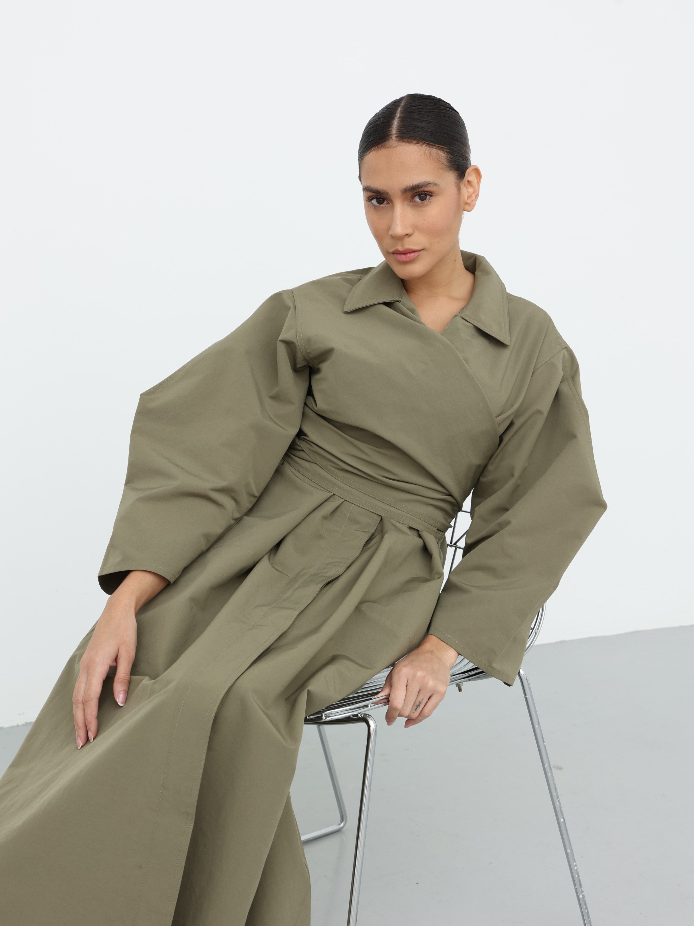 Maxi Trench Dress - Sage Green