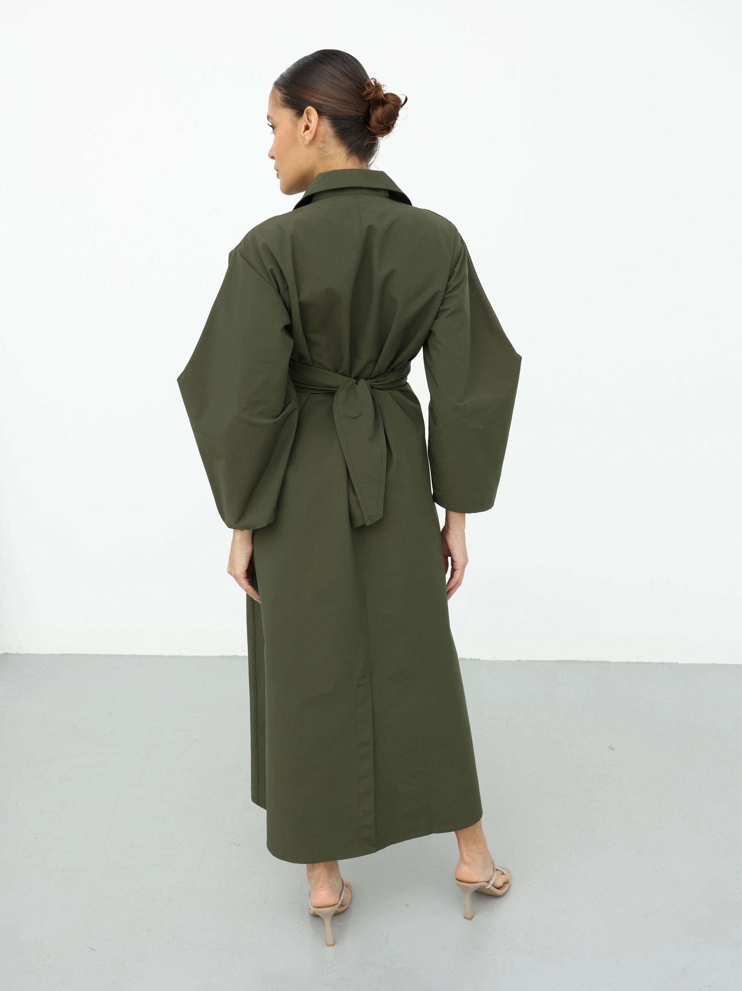 Maxi Trench Dress - Olive