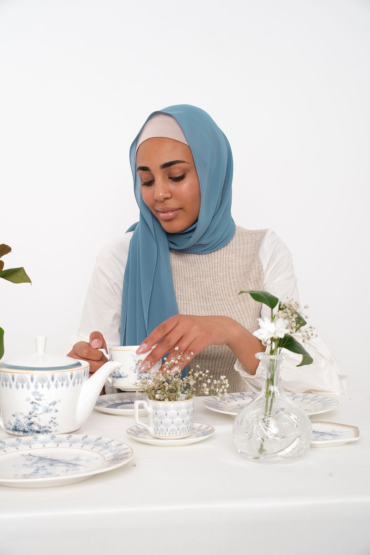 حجاب شيفون - Metallic Blue