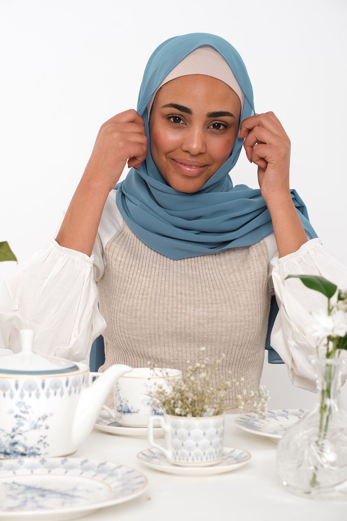 حجاب شيفون - Metallic Blue