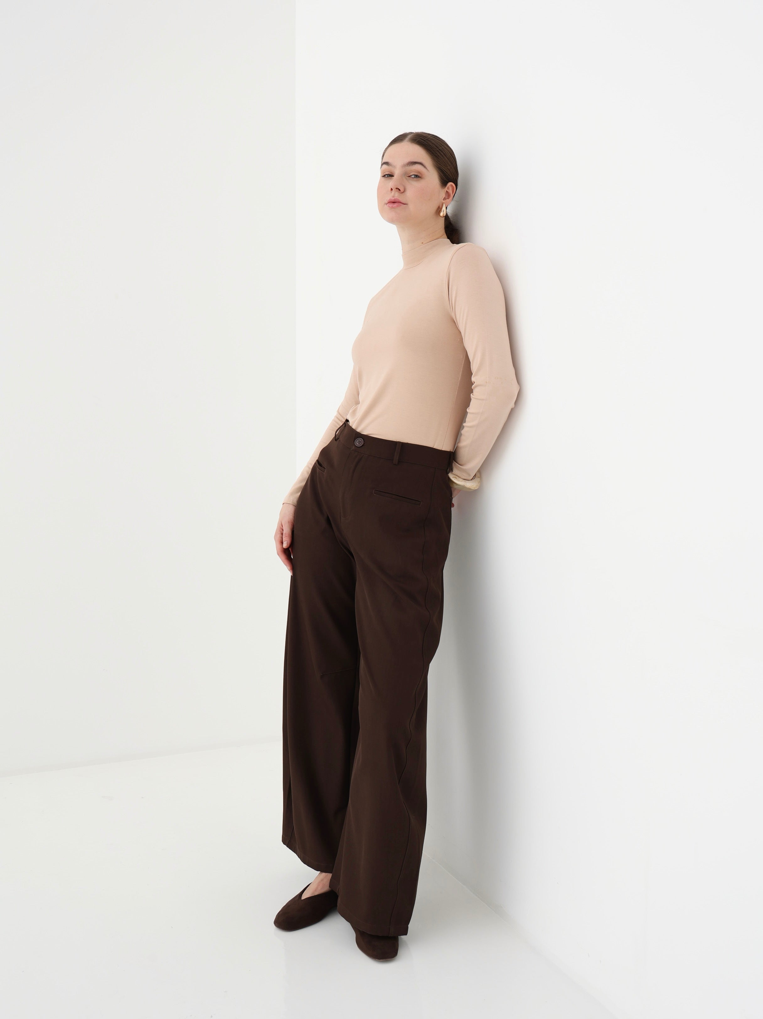 Long Sleeves Basic Top - Beige